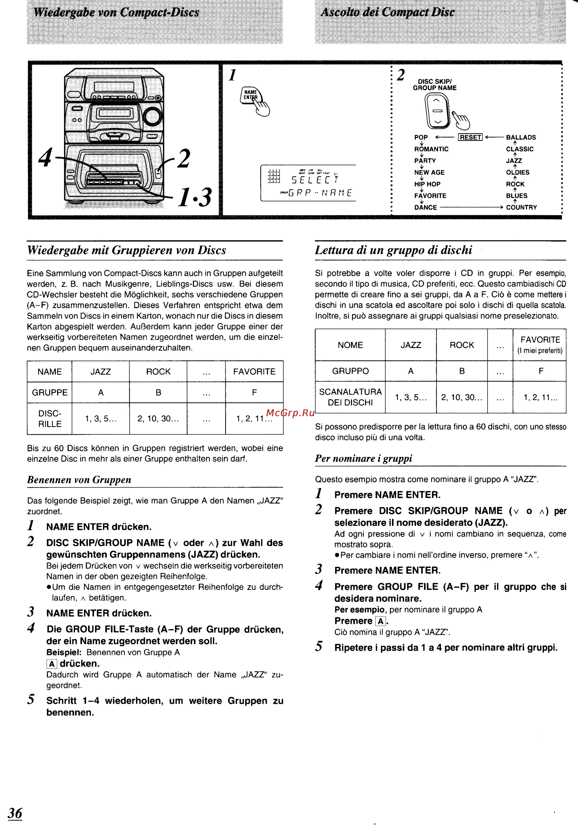 Panasonic SC-CH64M [32/100] Wiedergabe mit gruppieren von discs lettura di un gruppo di dischi
