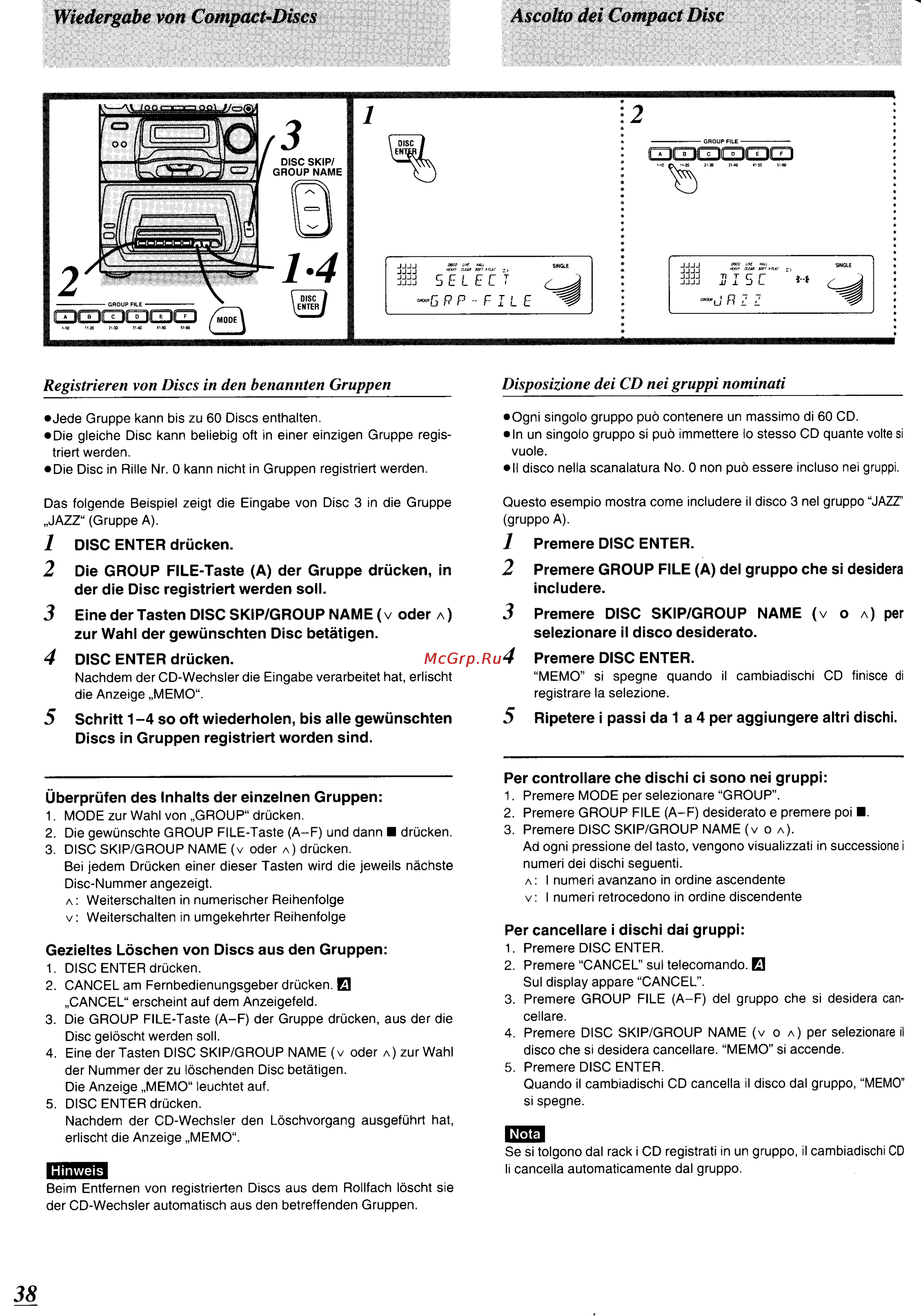 Panasonic SC-CH64M [34/100] Wiedergabe von compact discs asco i to dei compact disc