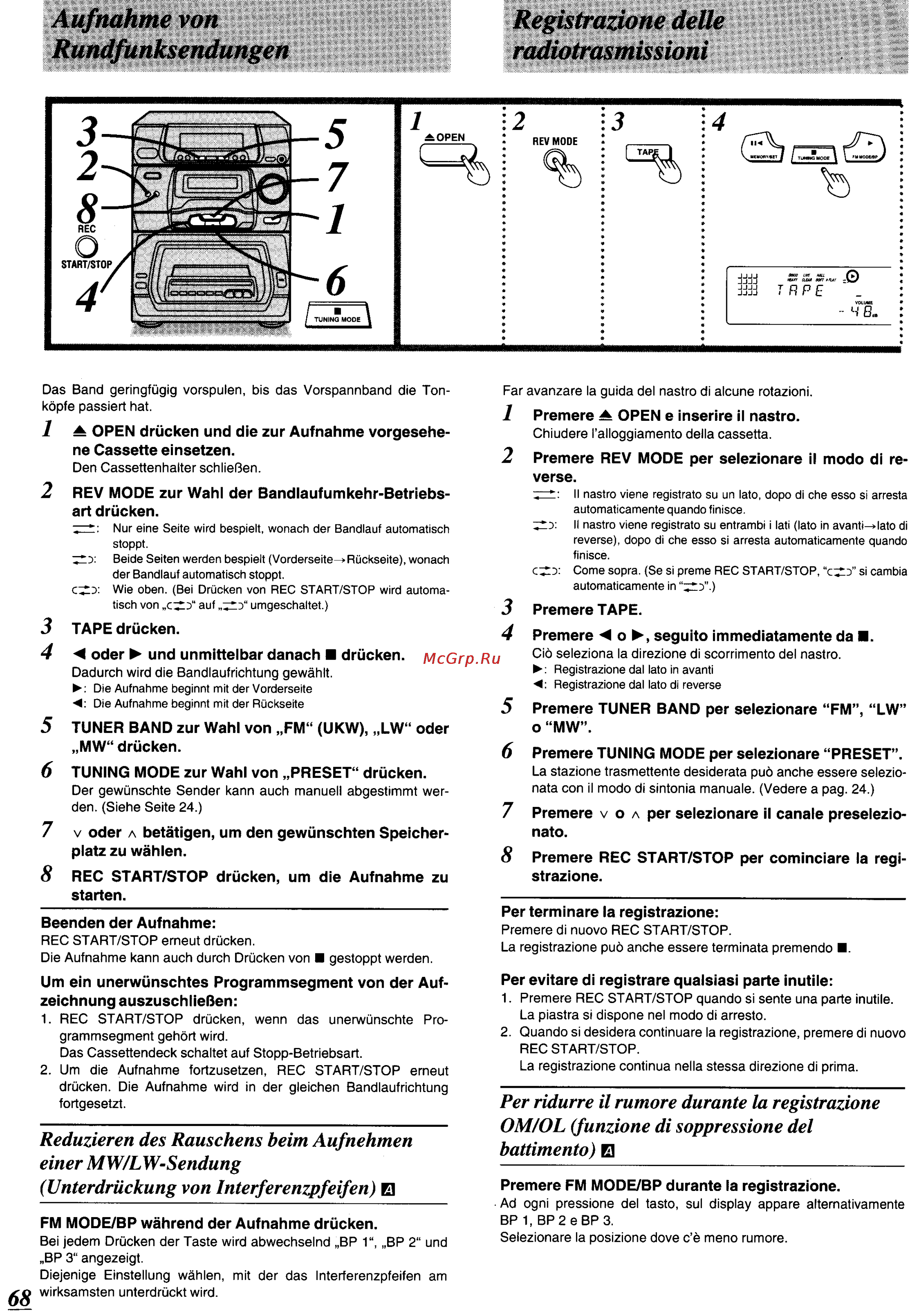 Panasonic SC-CH64M [64/100] Aufnahme von registrazione delle