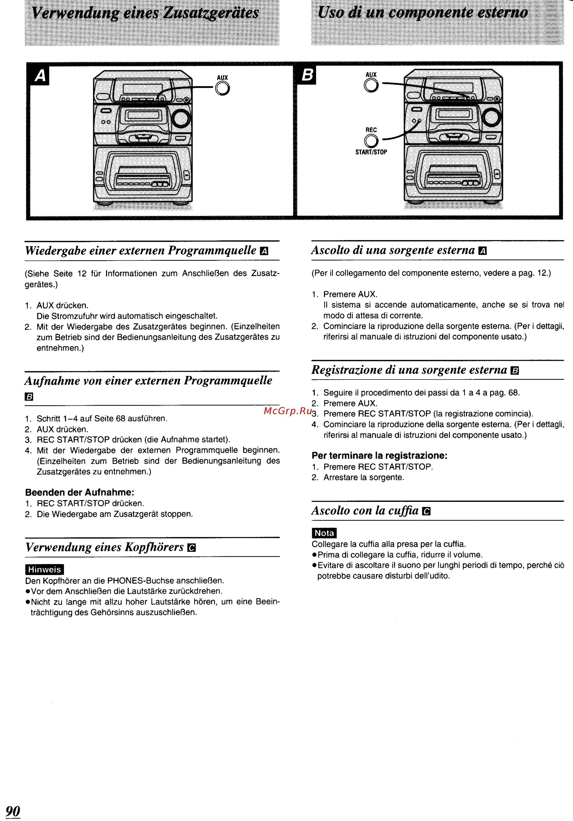 Panasonic SC-CH64M [86/100] Verwendung eines zusatzgerätes üso di un componente estemo