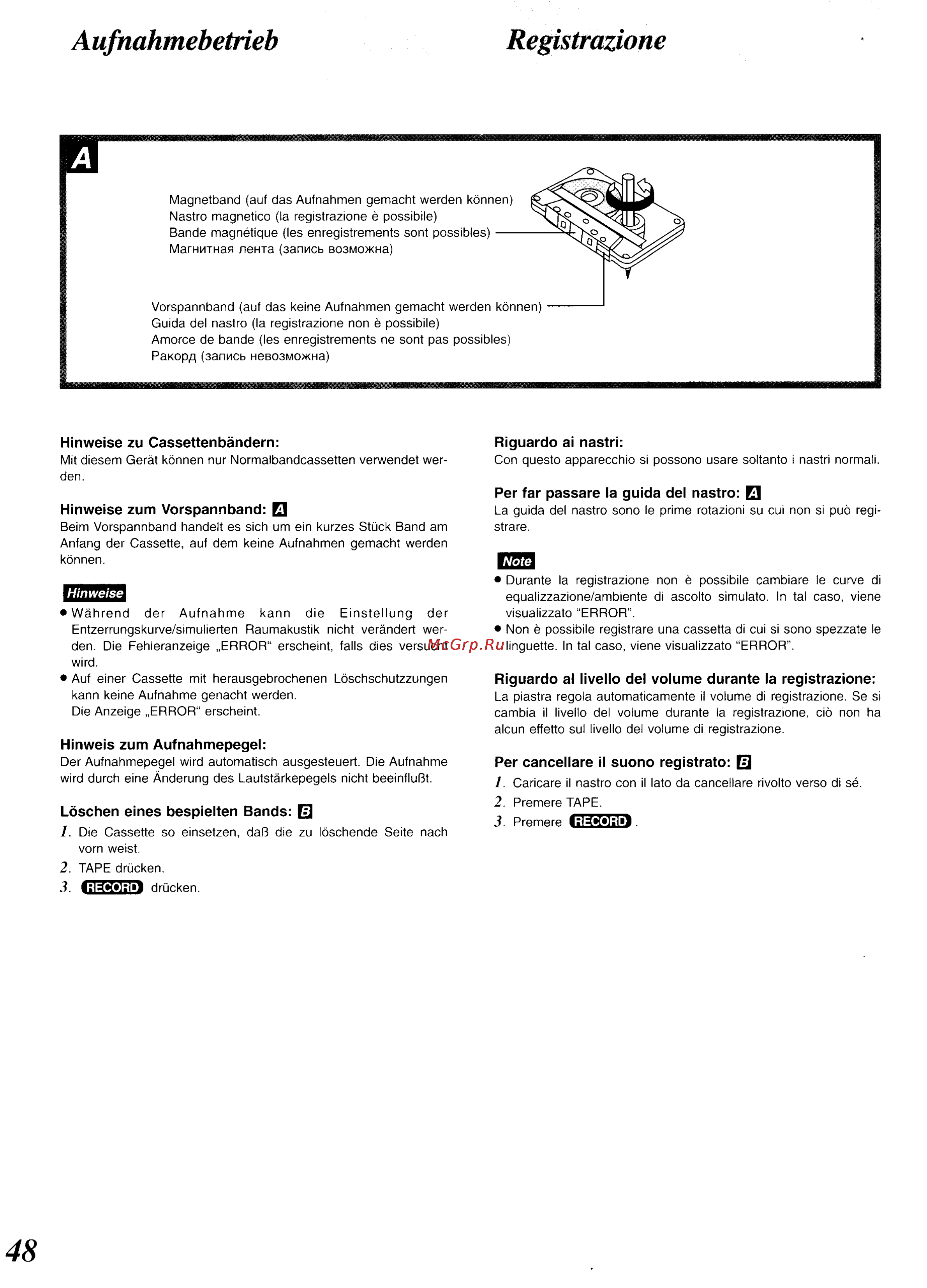 Panasonic SC-CH34 [44/82] Aufnahmebetrieb registrazione