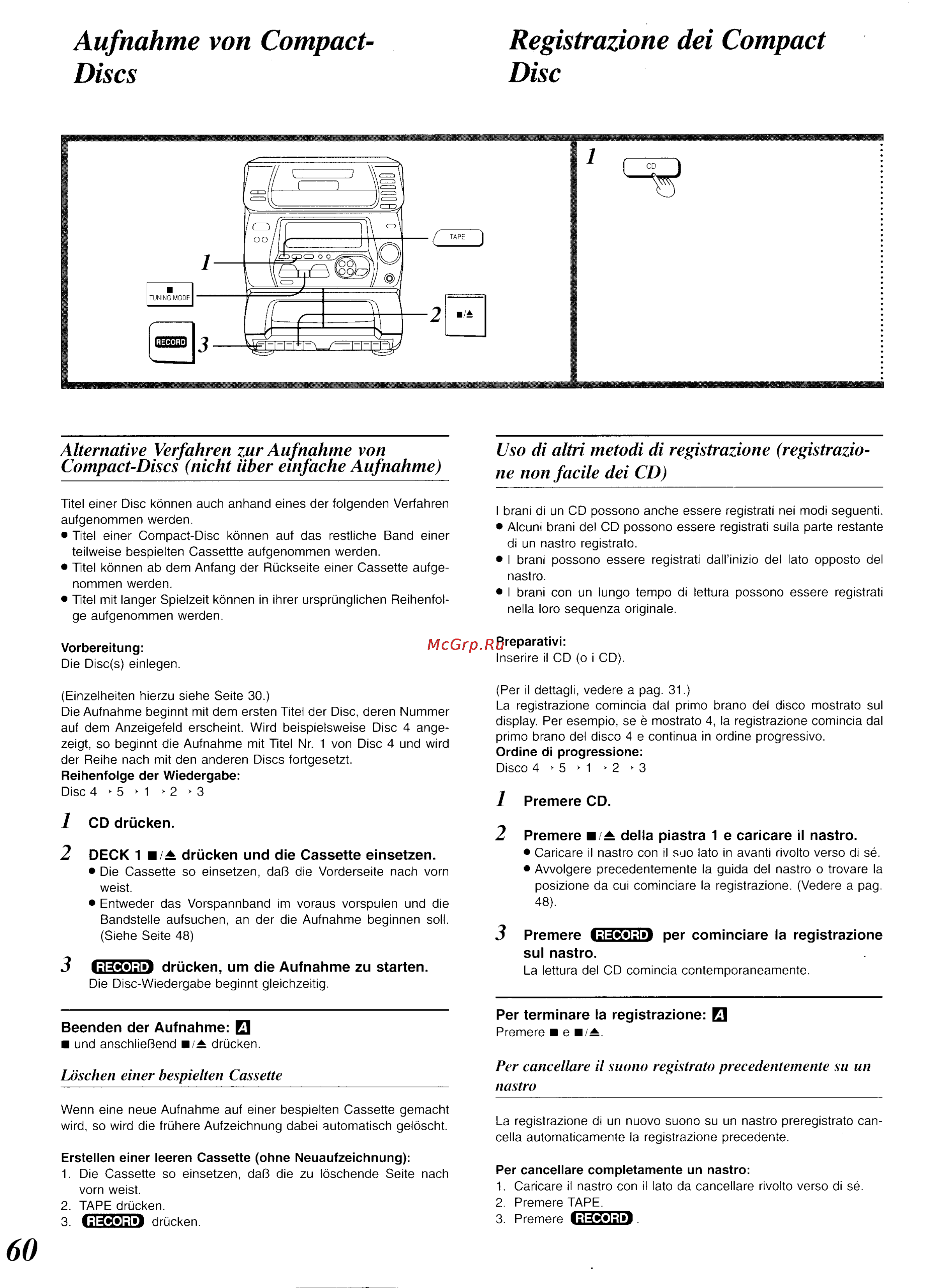 Panasonic SC-CH34 [55/82] Aufnahme von compact discs
