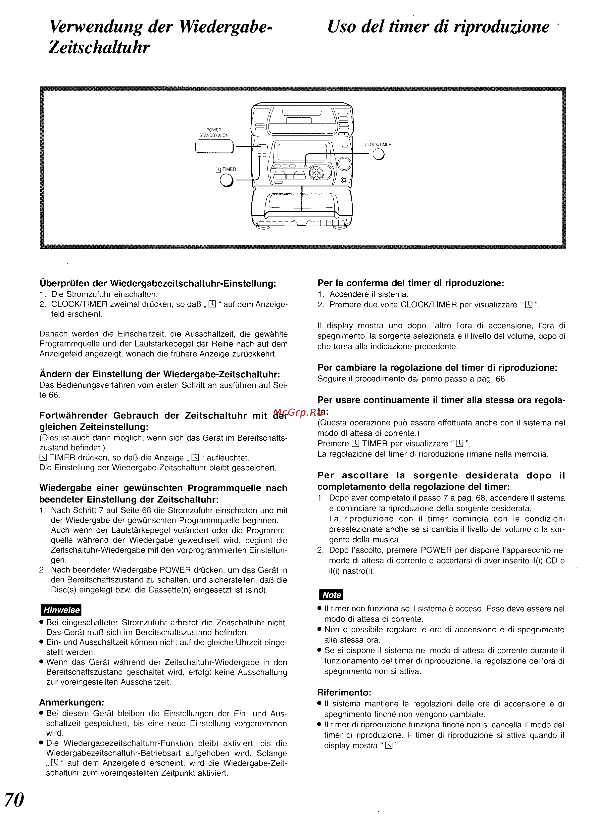 Panasonic SC-CH34 [65/82] Uso del timer di riproduzione