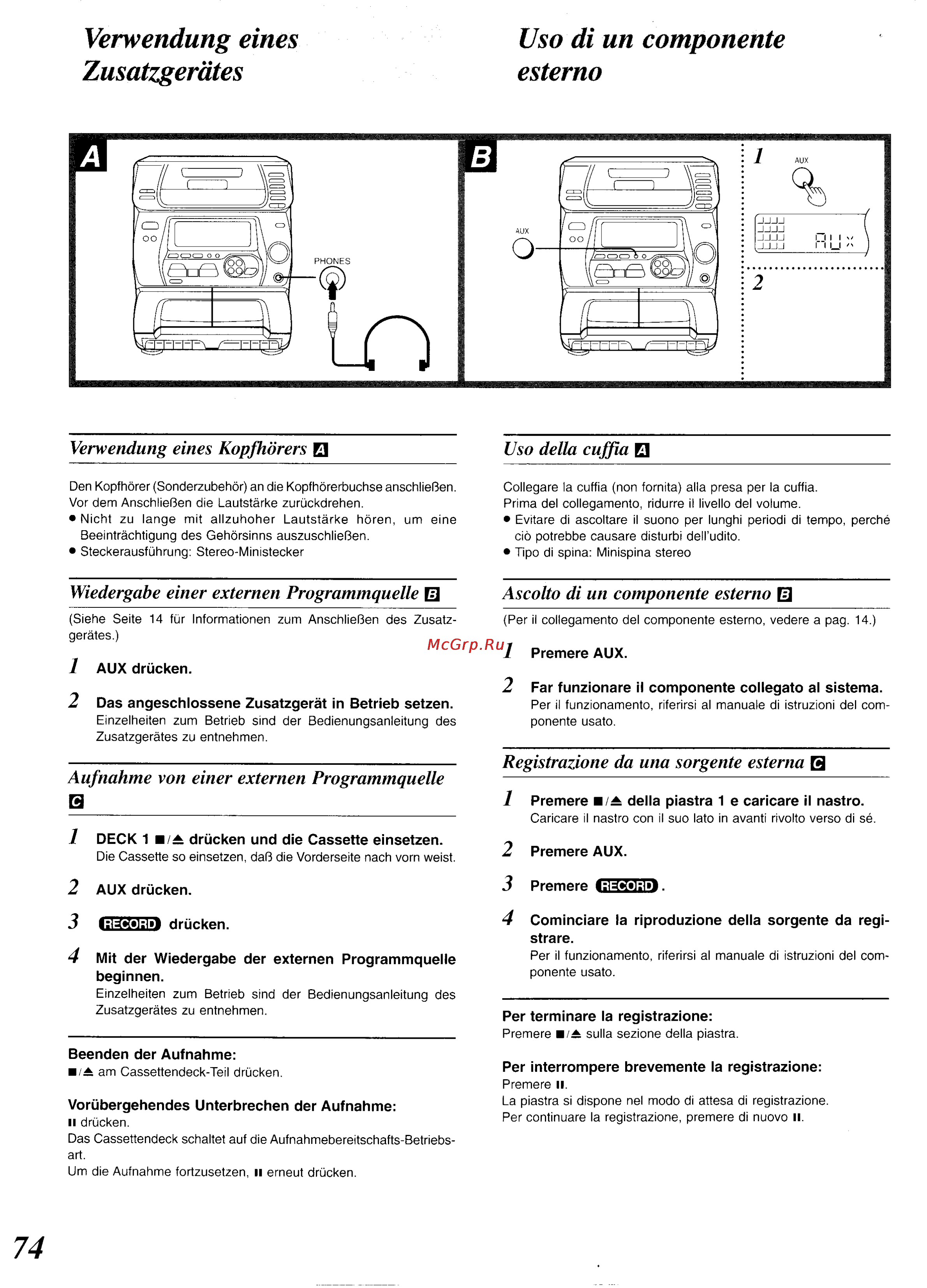 Panasonic SC-CH34 [69/82] Verwendung eines uso di un componente