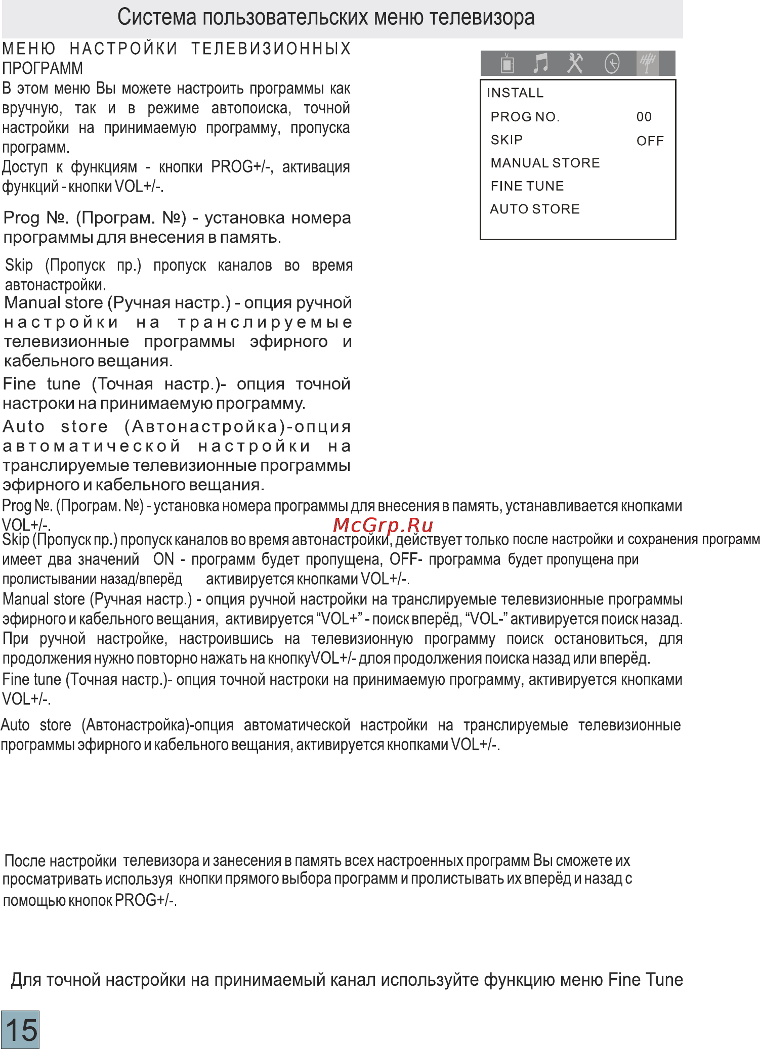 Thomson 14NF7 [16/17] Система пользовательских меню телевизора