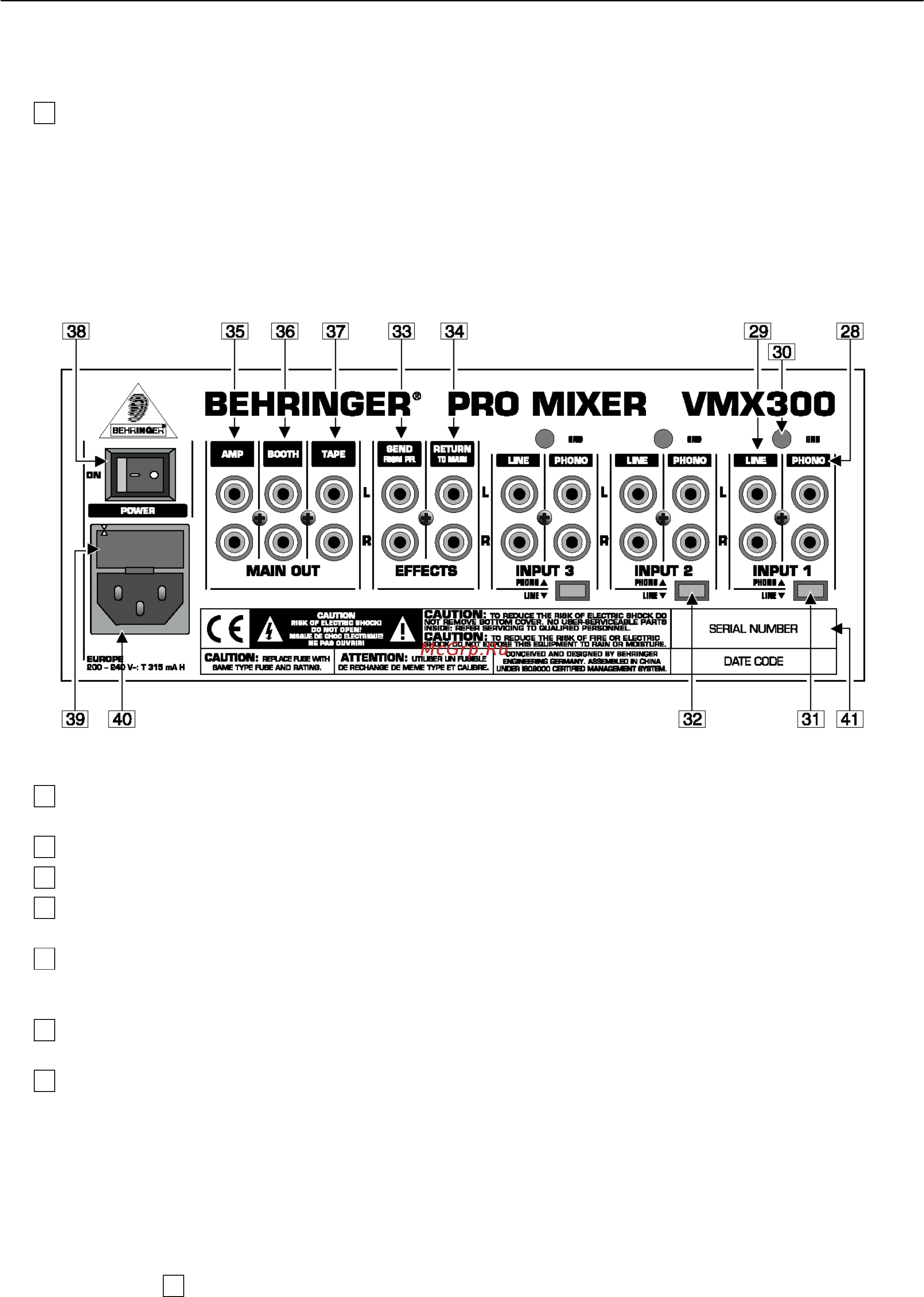 Behringer VMX 300 PRO MIXER [9/11] Задняя панель