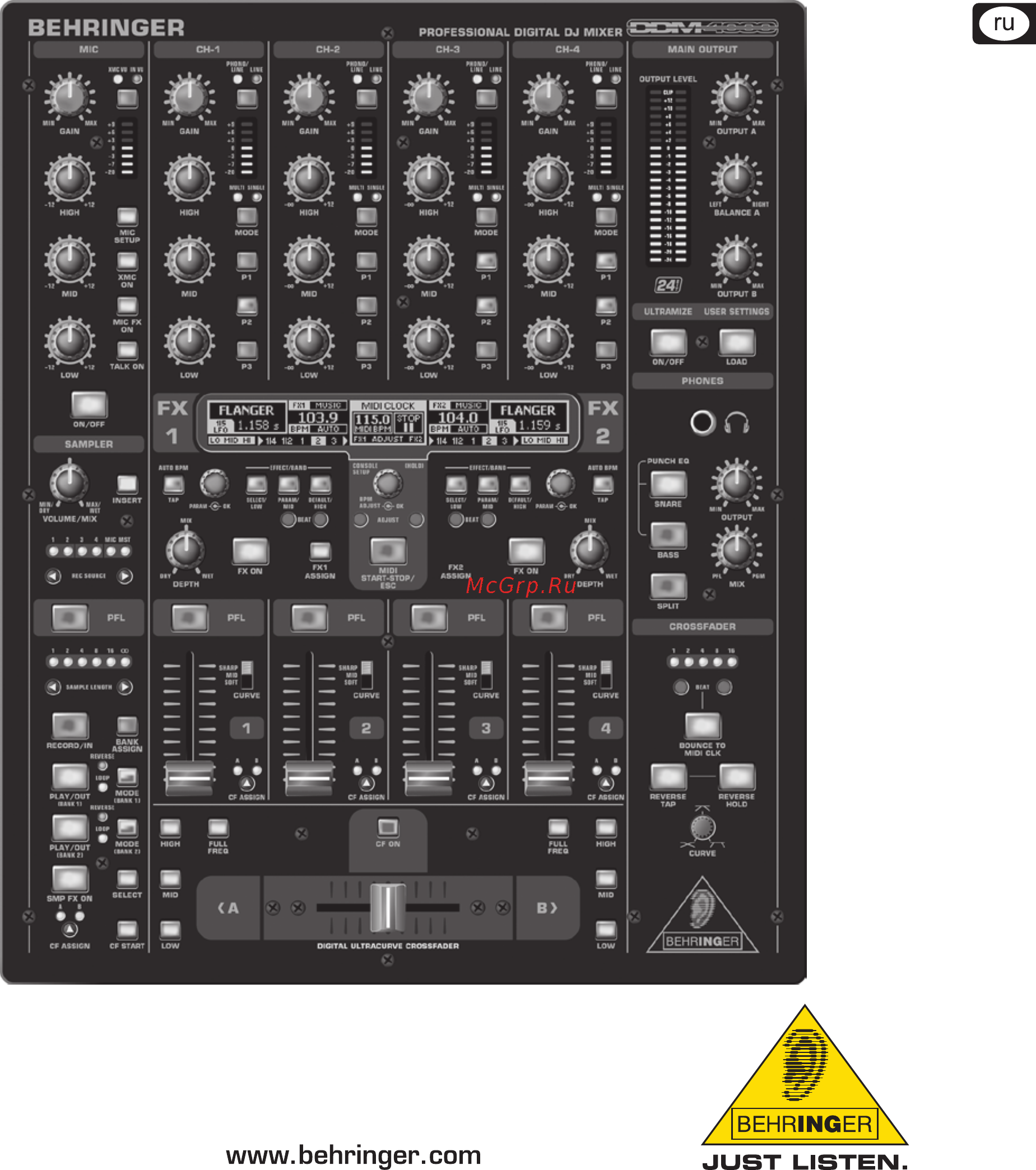 Behringer DDM 4000 DIGITAL PRO MIXER Инструкция по эксплуатации онлайн