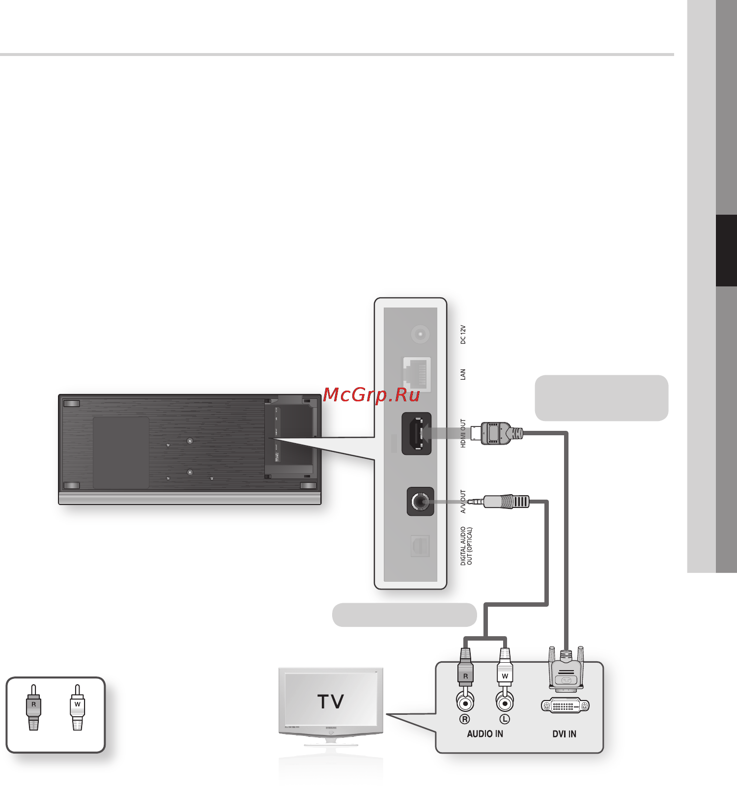 Samsung BD-C7500 [88/133] Вариант 2 подключение к телевизору с помощью кабеля dvi наилучшее качество рекомендуется