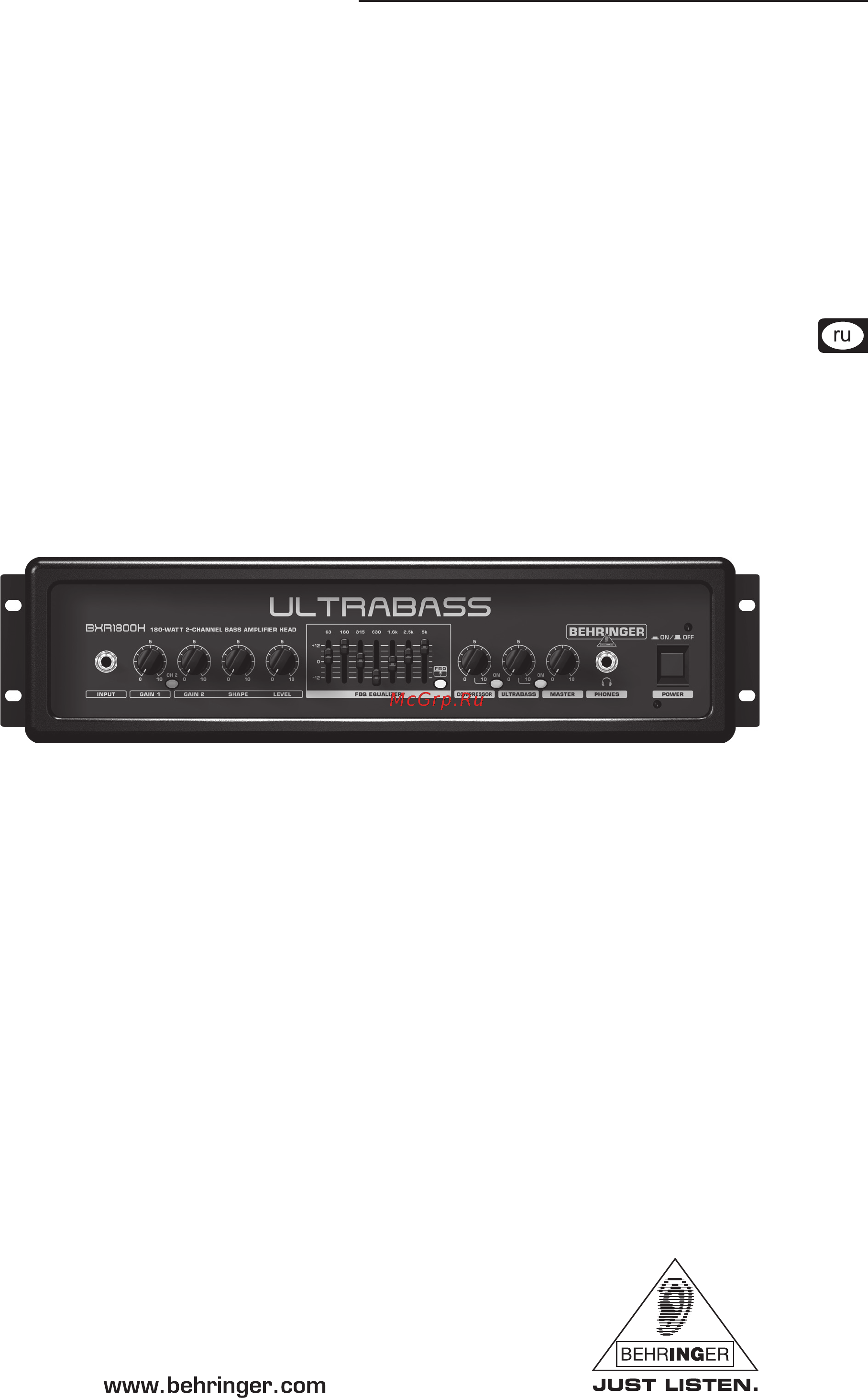 Behringer BXR1800H ULTRABASS Инструкция по эксплуатации онлайн