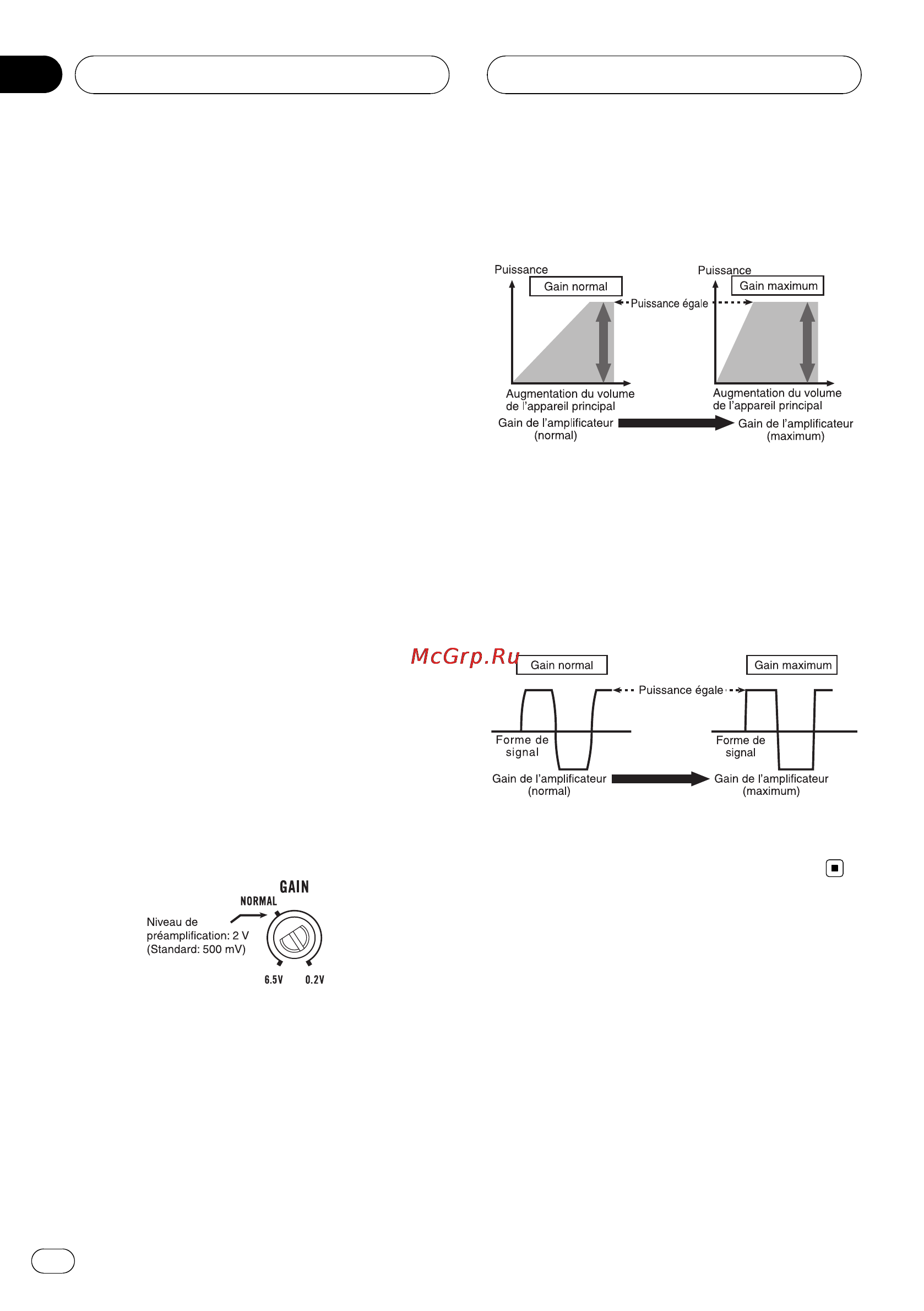 Pioneer GM-5400T [44/96] Réglage correct du gain