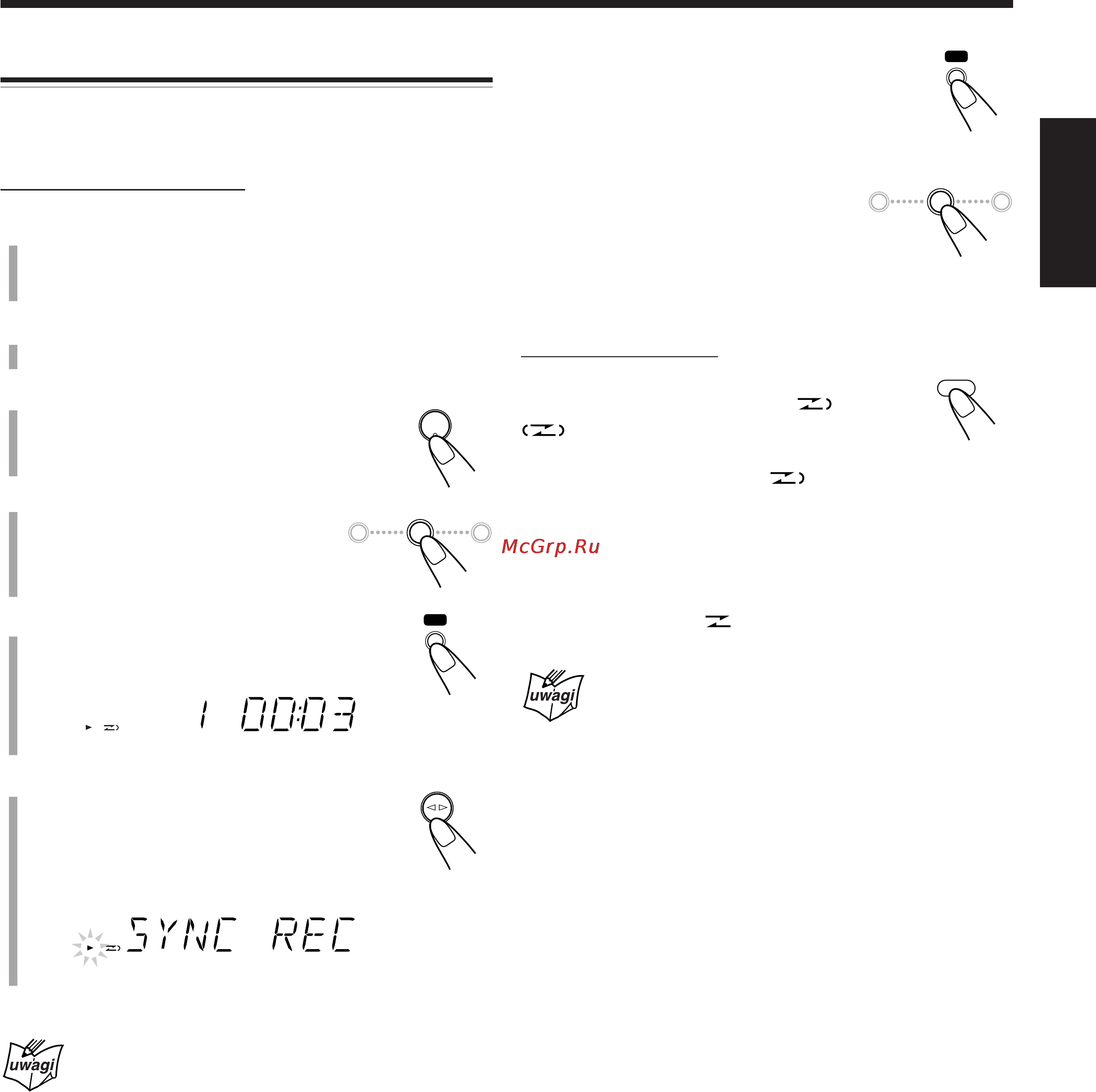 JVC UX-H330 [51/111] Nagrywanie z p yt nagrywanie synchroniczne