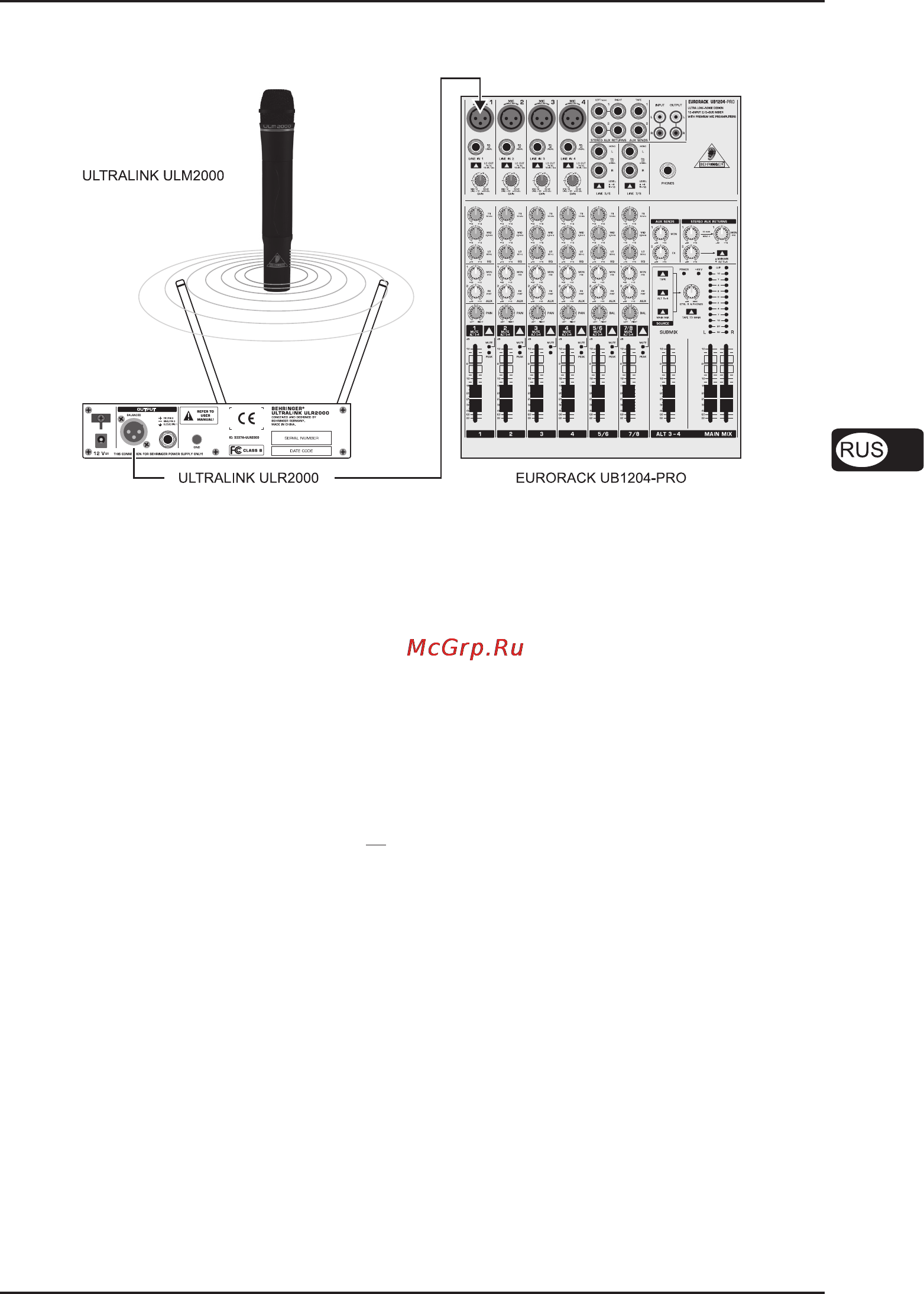 Behringer UL2000M [19/25] Пример использования
