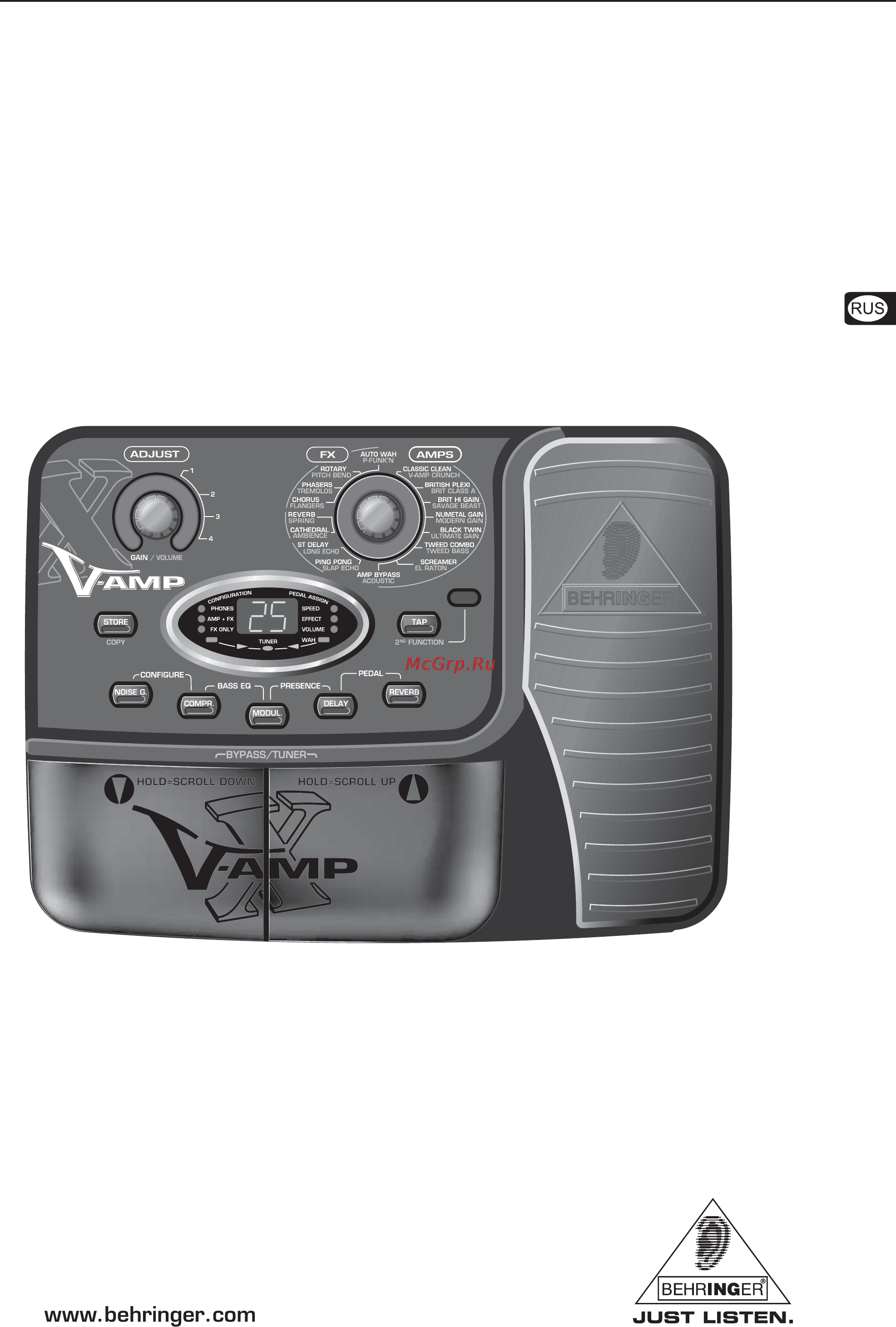 Behringer X V-AMP Инструкция по эксплуатации онлайн