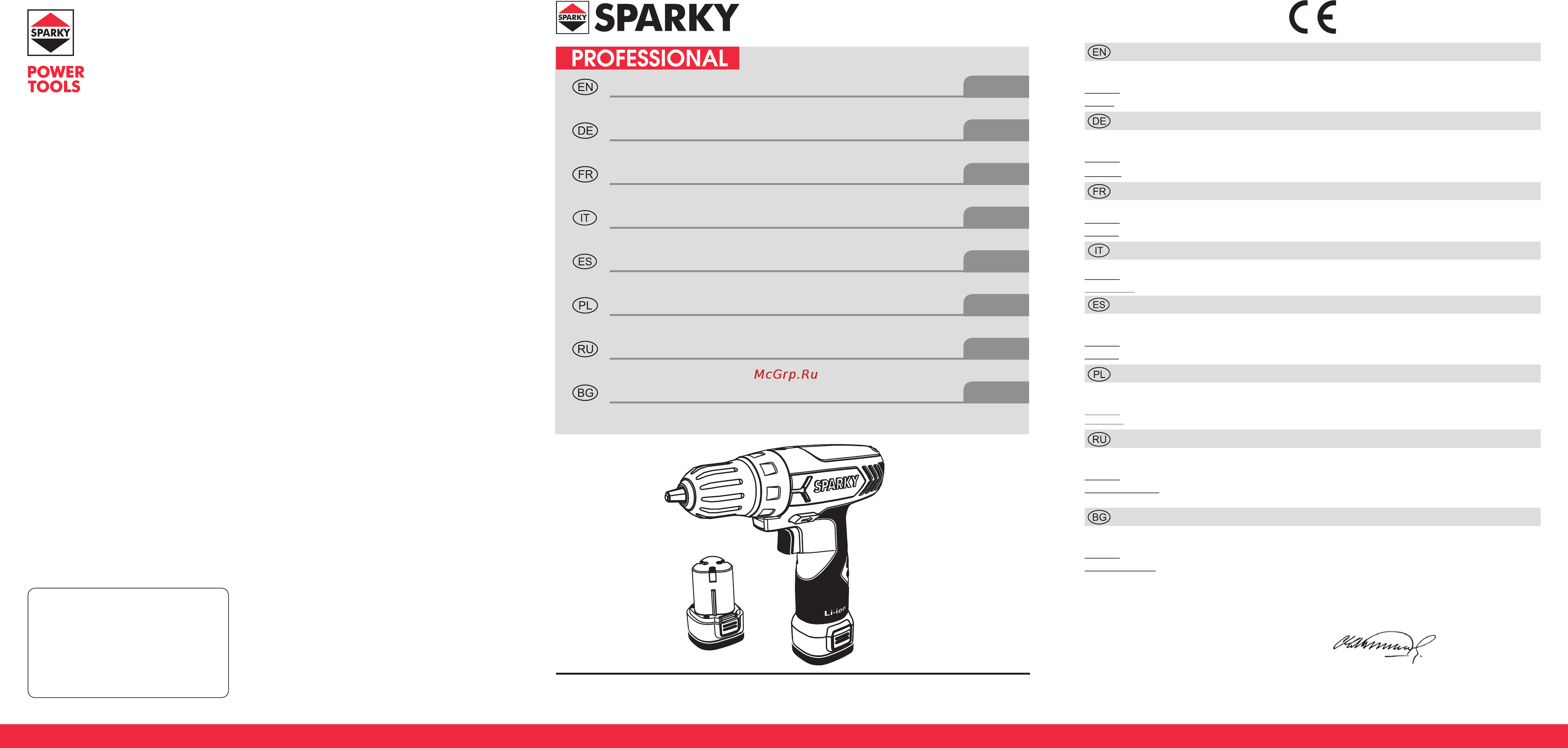 Sparky BR 10,8LI Инструкция по эксплуатации онлайн