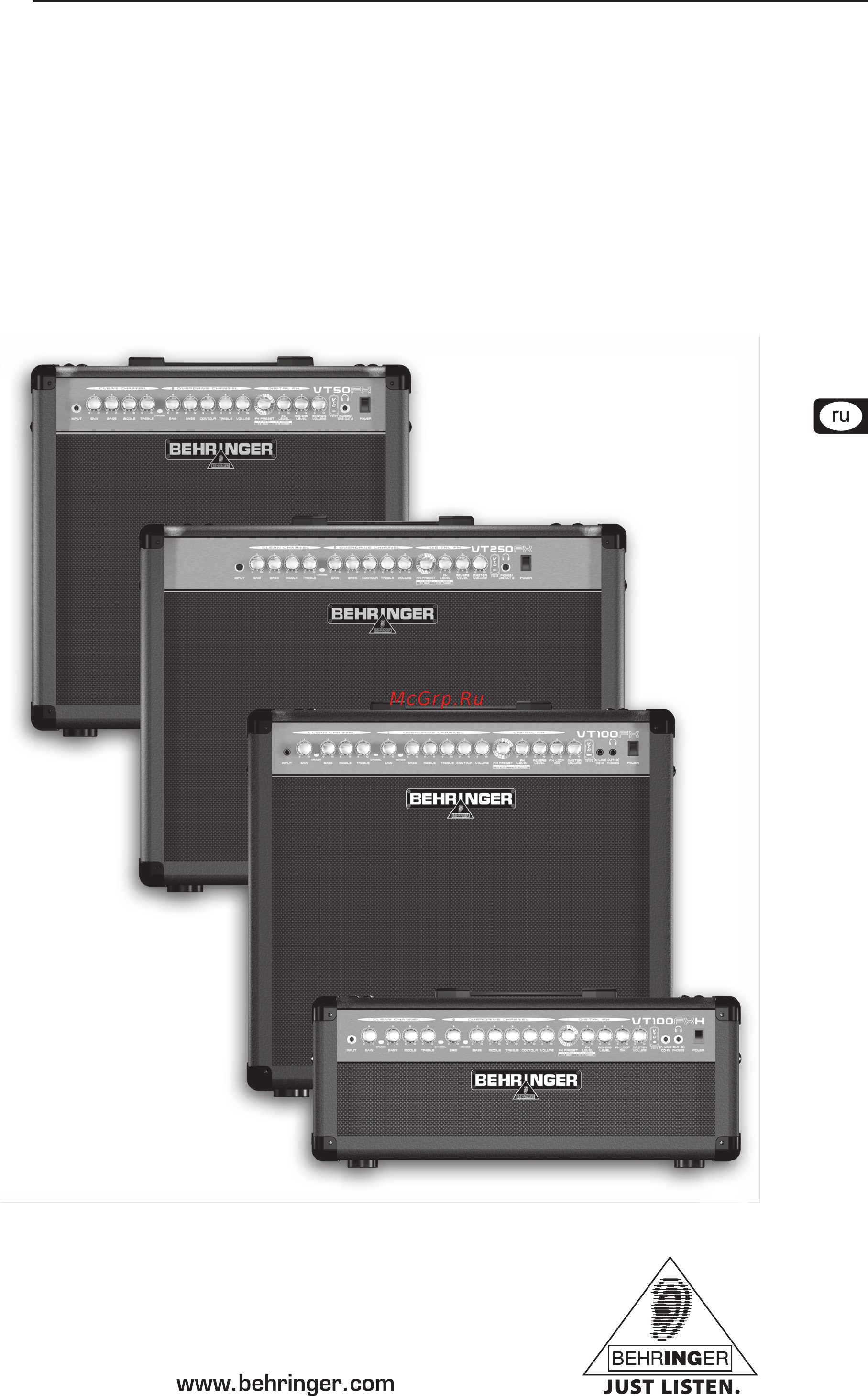 Behringer VT 100FXH VIRTUBE Инструкция по эксплуатации онлайн
