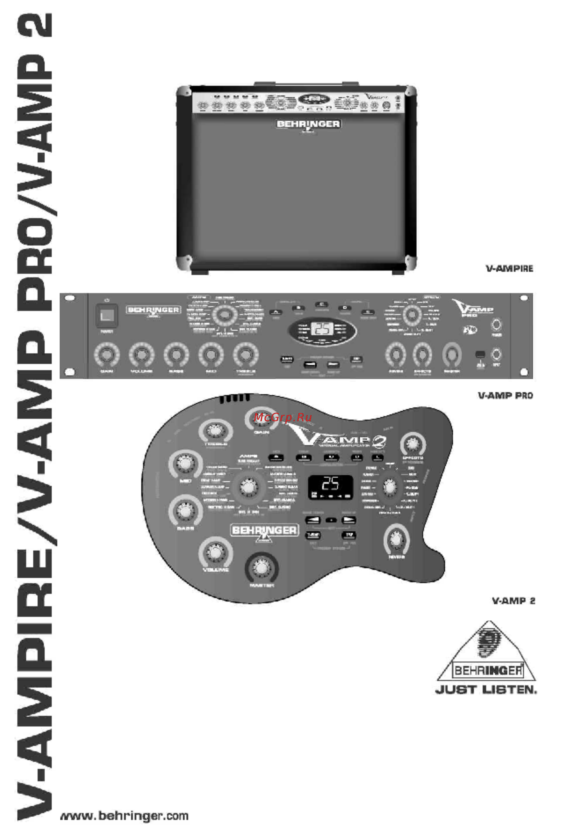 Behringer V-AMP 2 Инструкция по эксплуатации онлайн