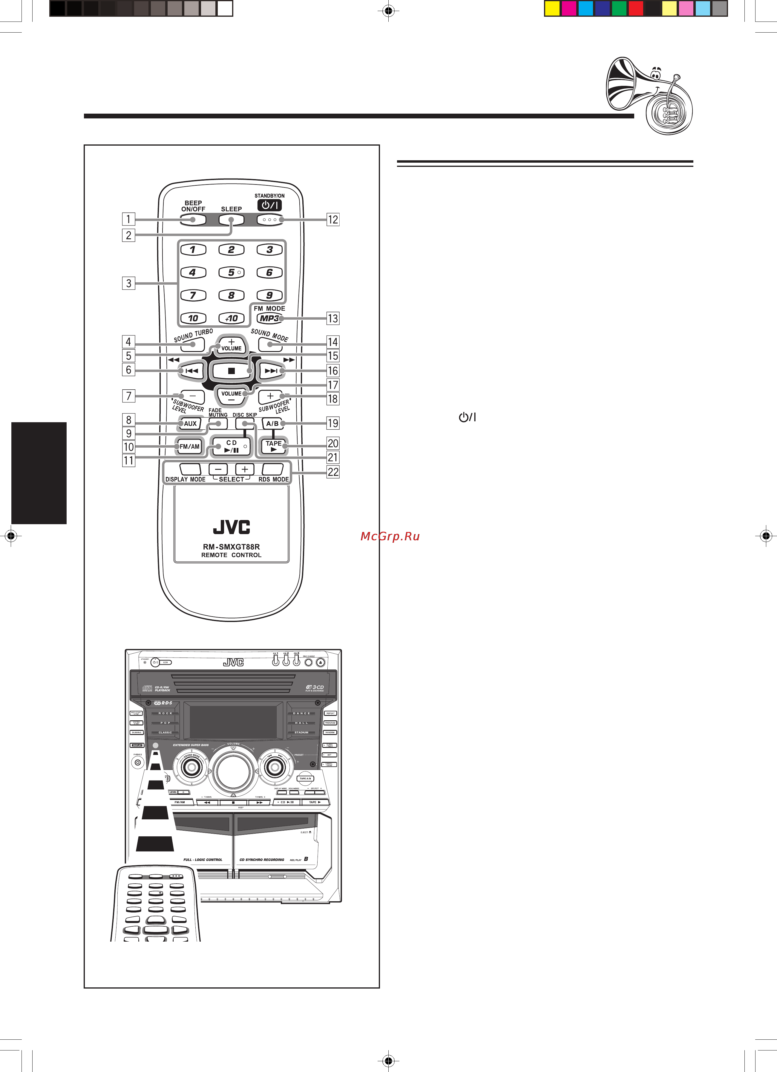 JVC MX-GT88 [5/32] Пульт дистанционного управления