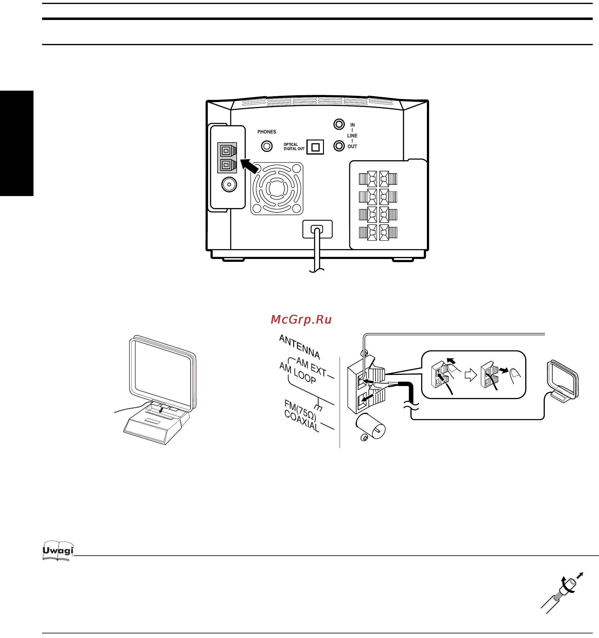 JVC FS-X5 [40/125] Podłączanie kabla anteny fal średnich