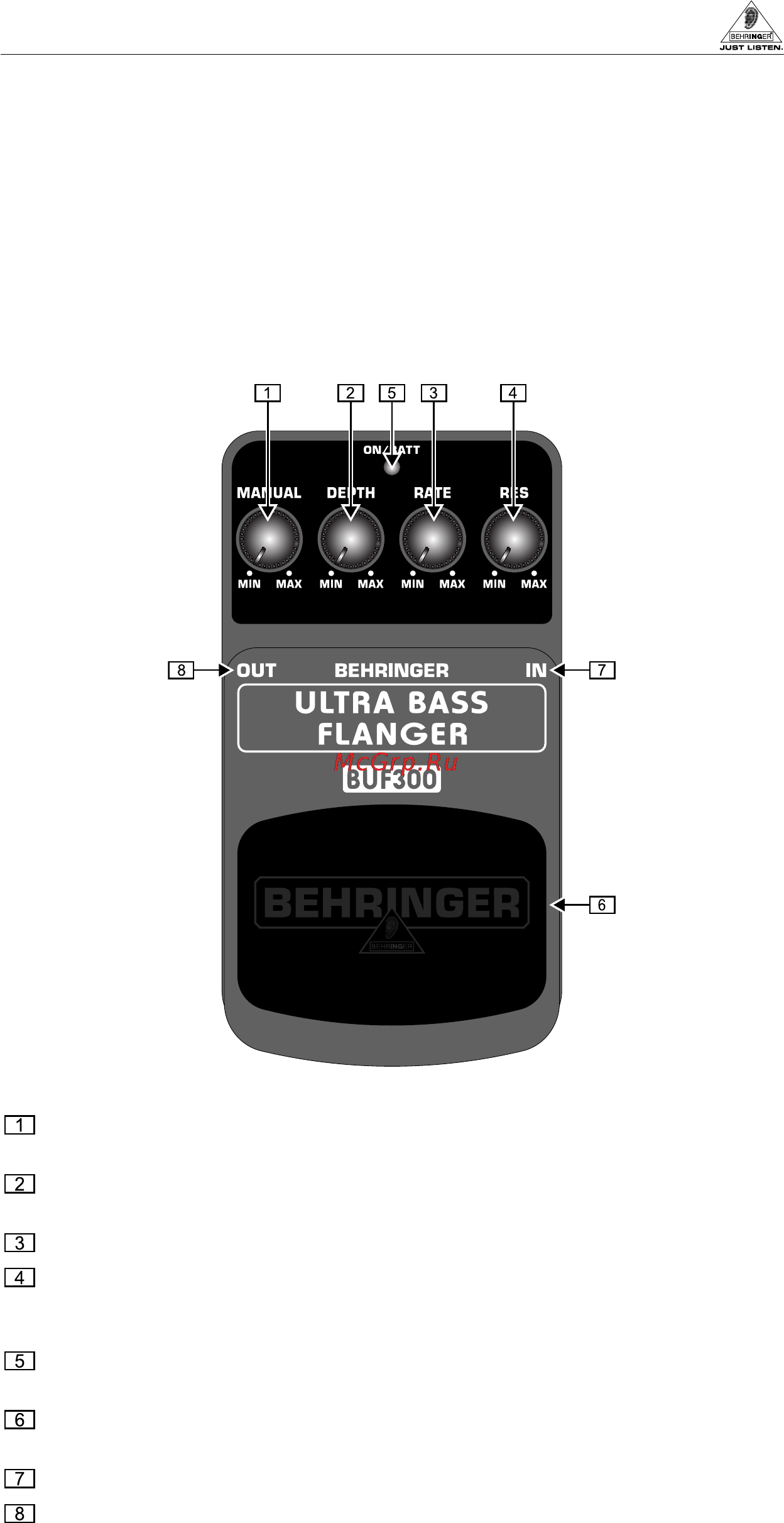 Behringer BUF300 ULTRA BASSFLANGER Инструкция по эксплуатации онлайн