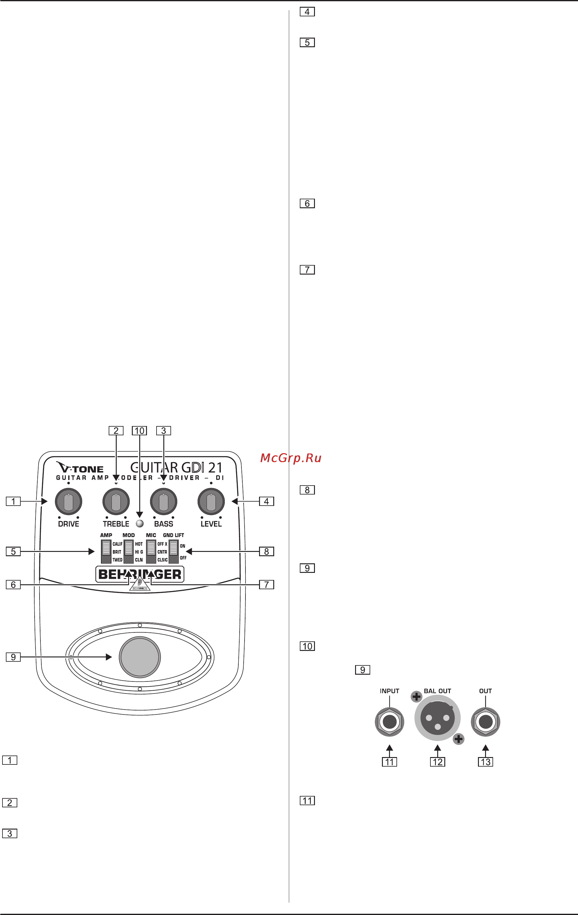 Behringer GDI21 Инструкция по эксплуатации онлайн