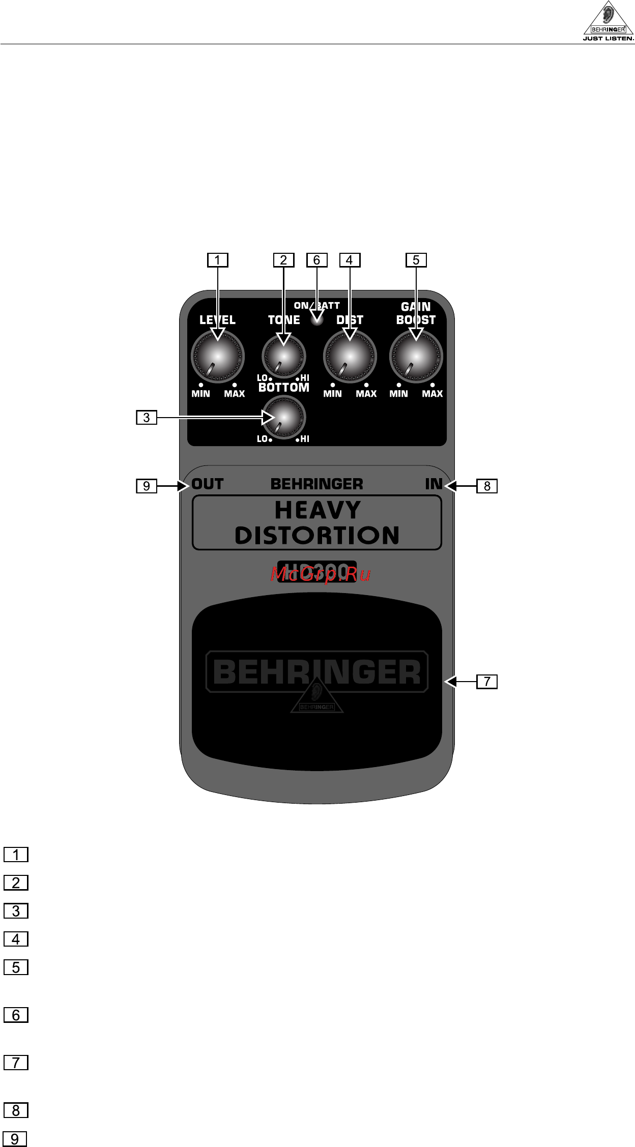 Behringer HD300 HEAVY DISTORTION Инструкция по эксплуатации онлайн