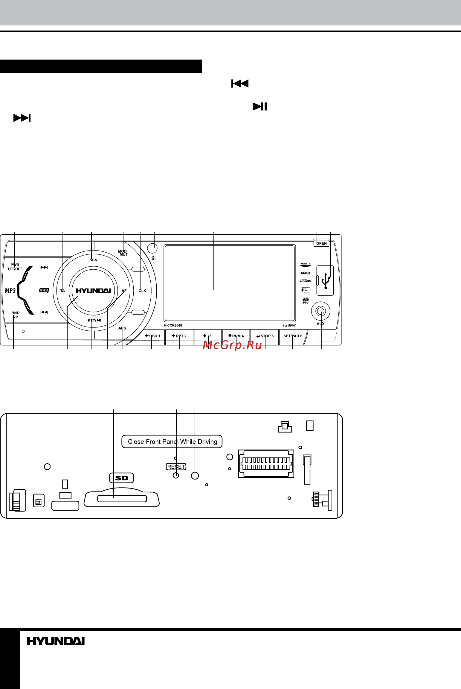 Hyundai H-CCR8088 (Без CD) [8/39] Operation operation