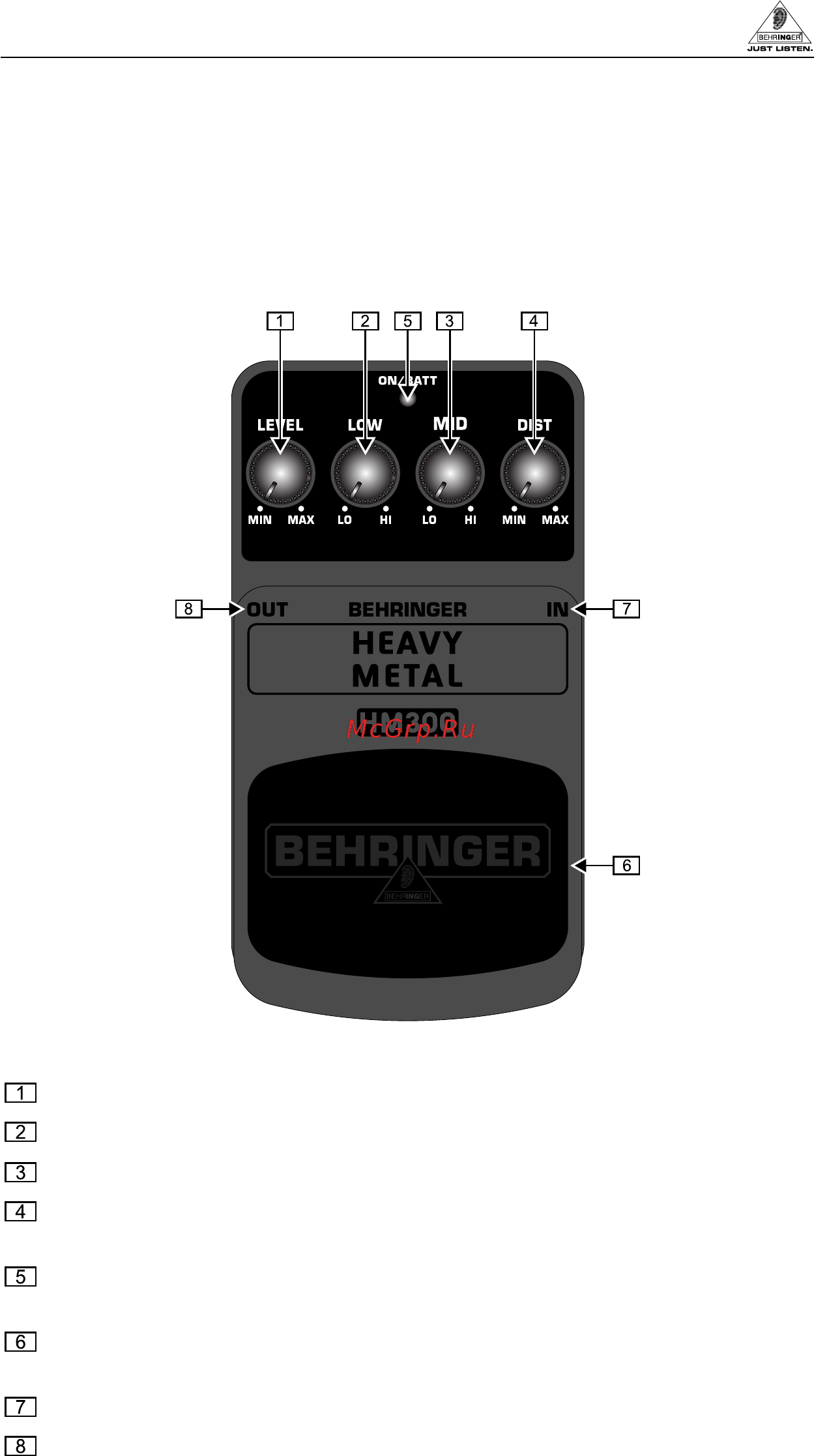 Behringer HM300 HEAVY METAL Инструкция по эксплуатации онлайн