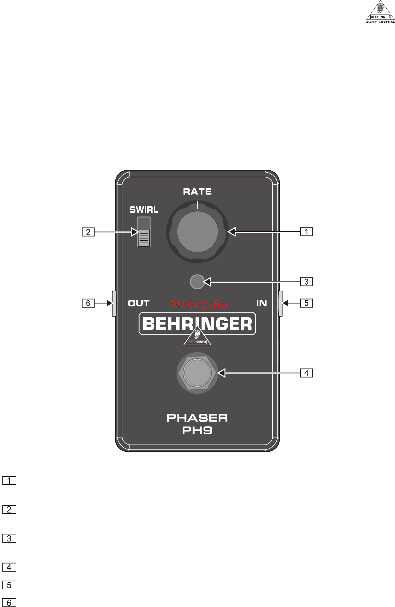 Behringer PH9 PHASER Инструкция по эксплуатации онлайн