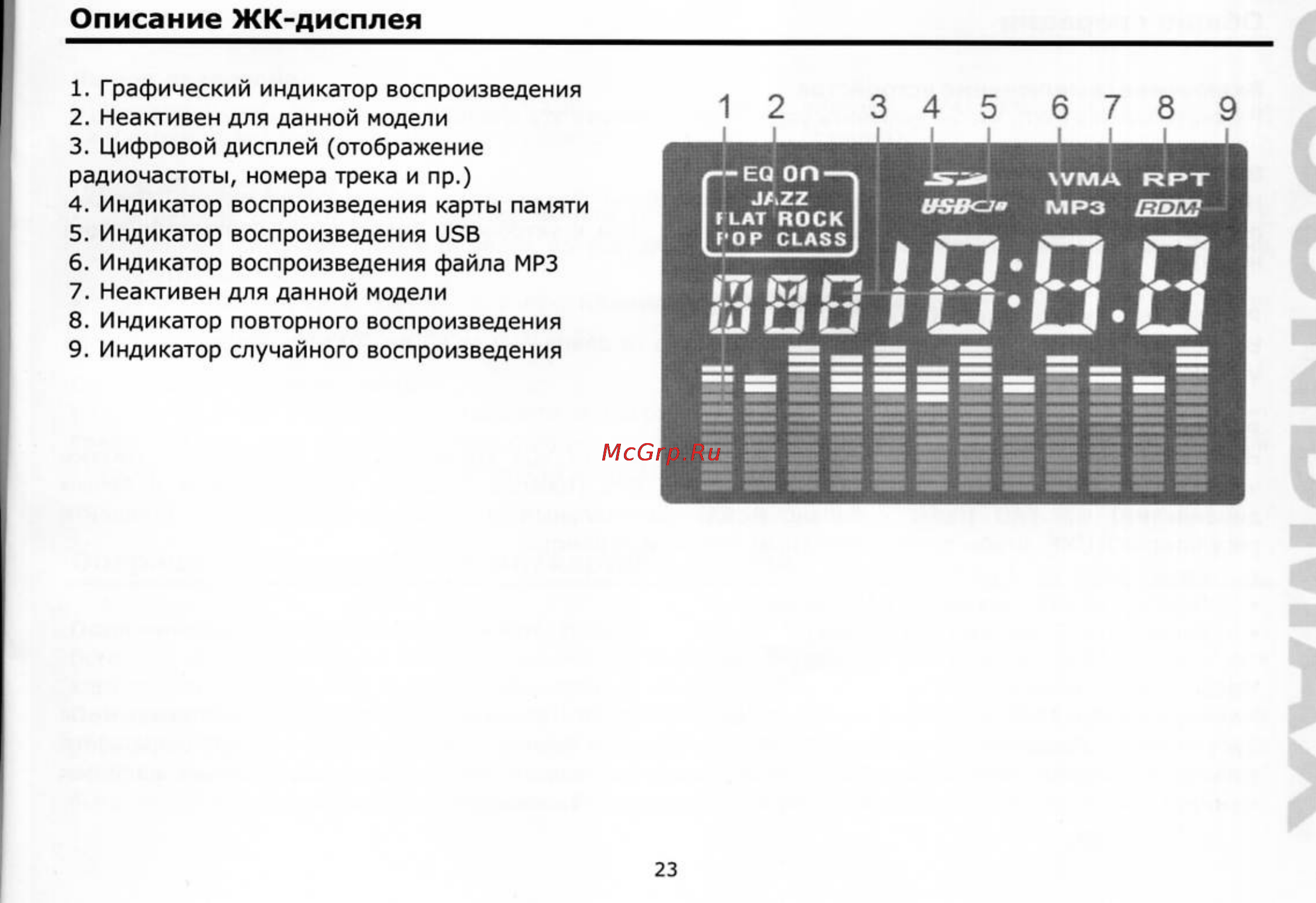 Soundmax SM-CCR3033 [8/14] Описание жк дисплея