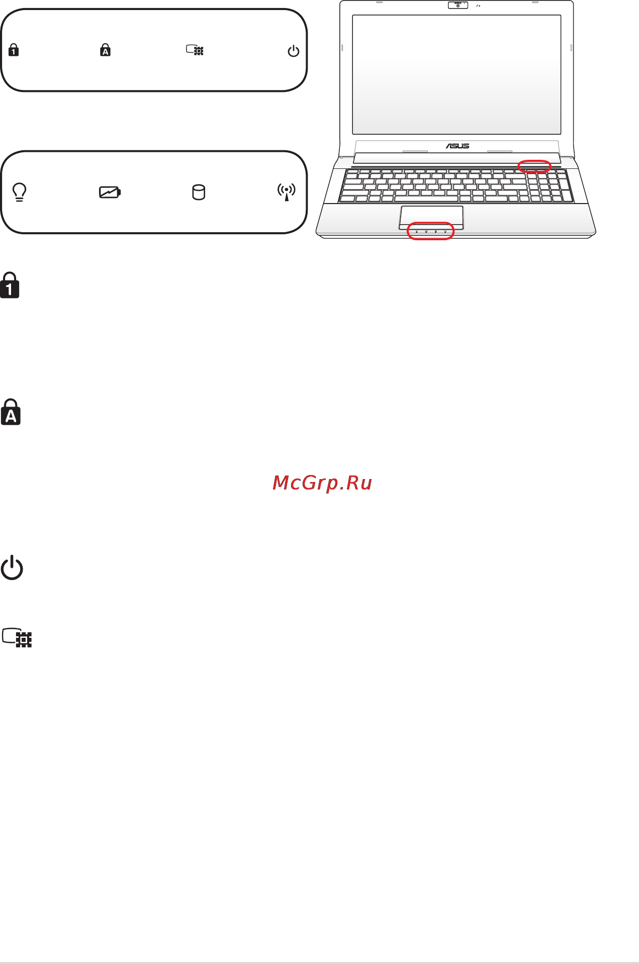 Asus N53SV i5-2410 [45/114] Status indicators