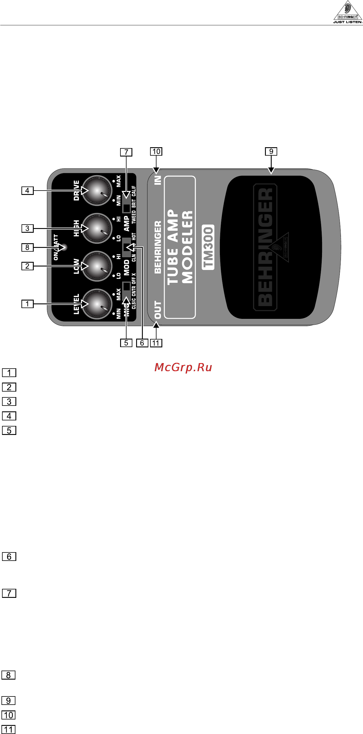 Behringer TM300 TUBE AMP MODELER Инструкция по эксплуатации онлайн