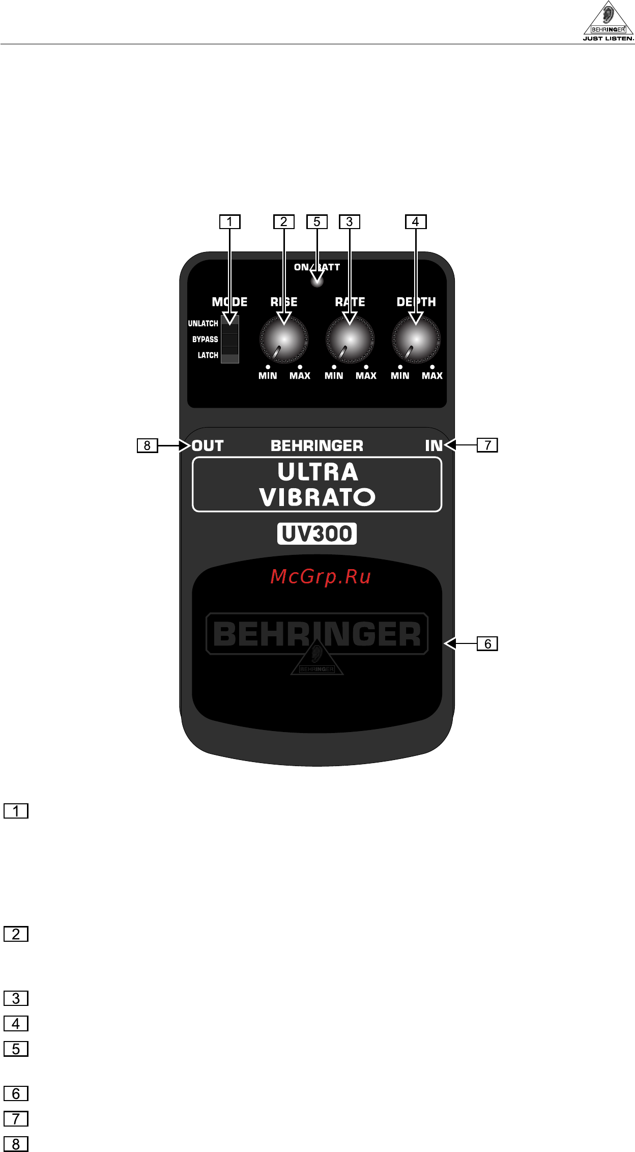 Behringer UV 300 ULTRA VIBRATO Инструкция по эксплуатации онлайн