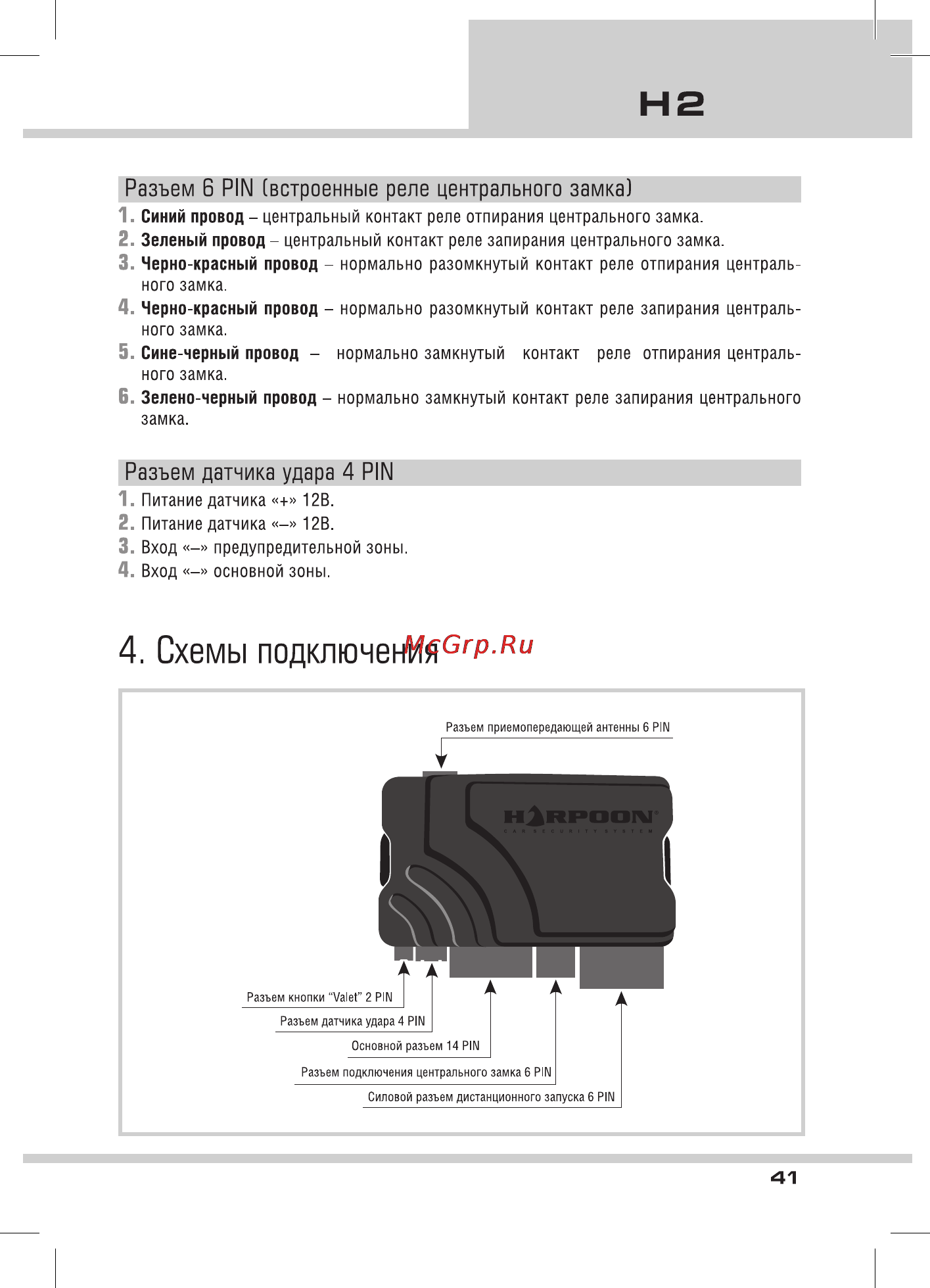 Tomahawk HARPOON H2 [41/51] Схемы подключения