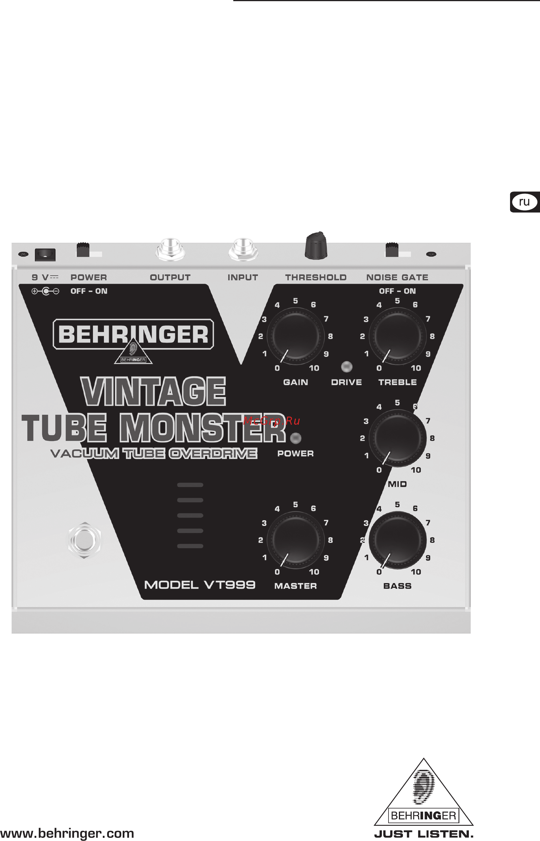 Behringer VT 999 VINTAGE TUBE MONSTER Инструкция по эксплуатации онлайн