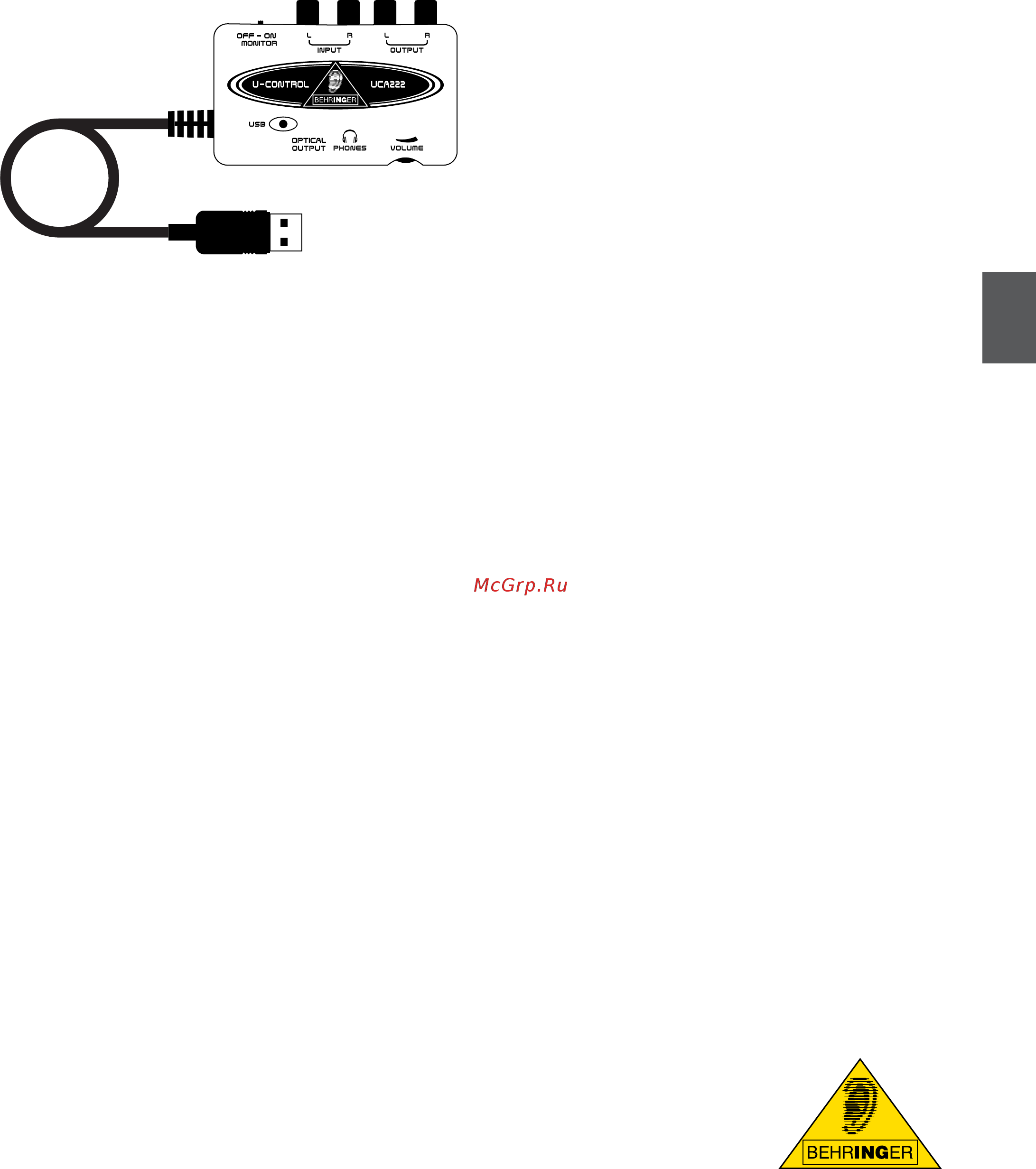 Behringer UCA 222 U-CONTROL Инструкция по эксплуатации онлайн