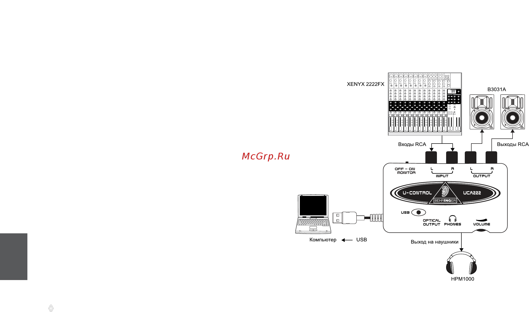 Behringer UCA 222 U-CONTROL [4/8] Использование микшера для записи в студии
