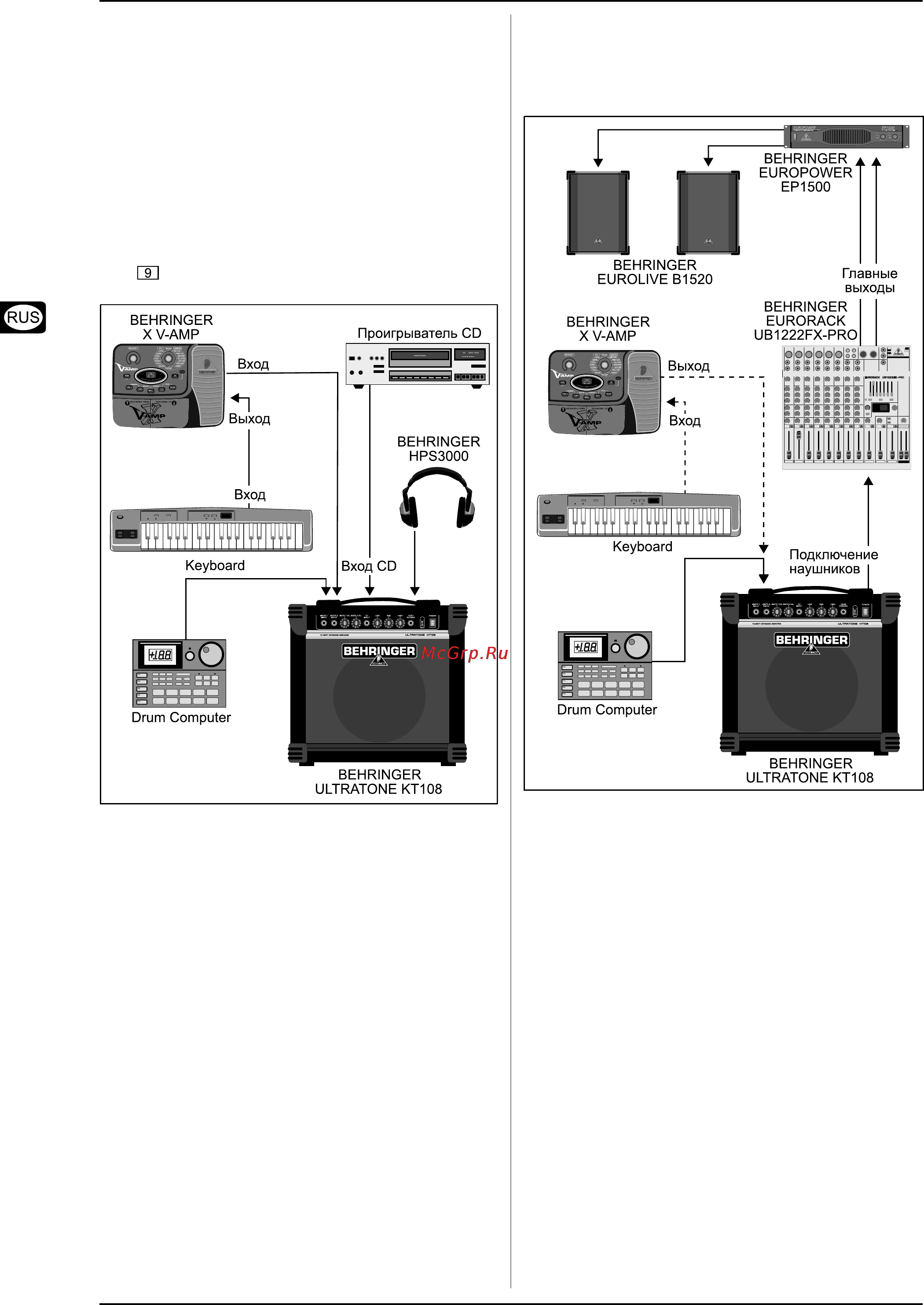 Behringer KT 108 ULTRATONE [4/6] Советы по подключению