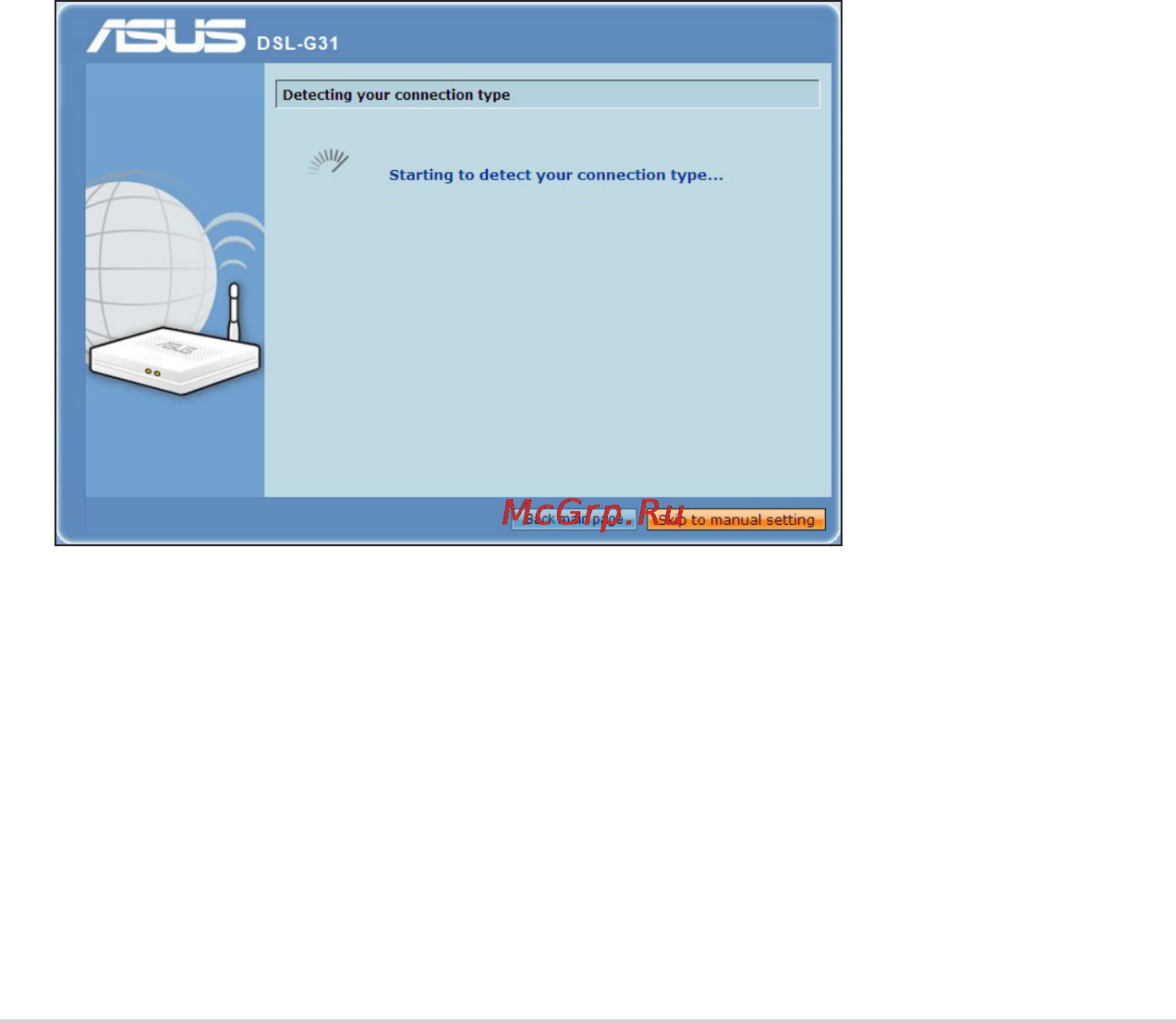 Asus A-DSL-G31 [23/42] Установка wan с помощью