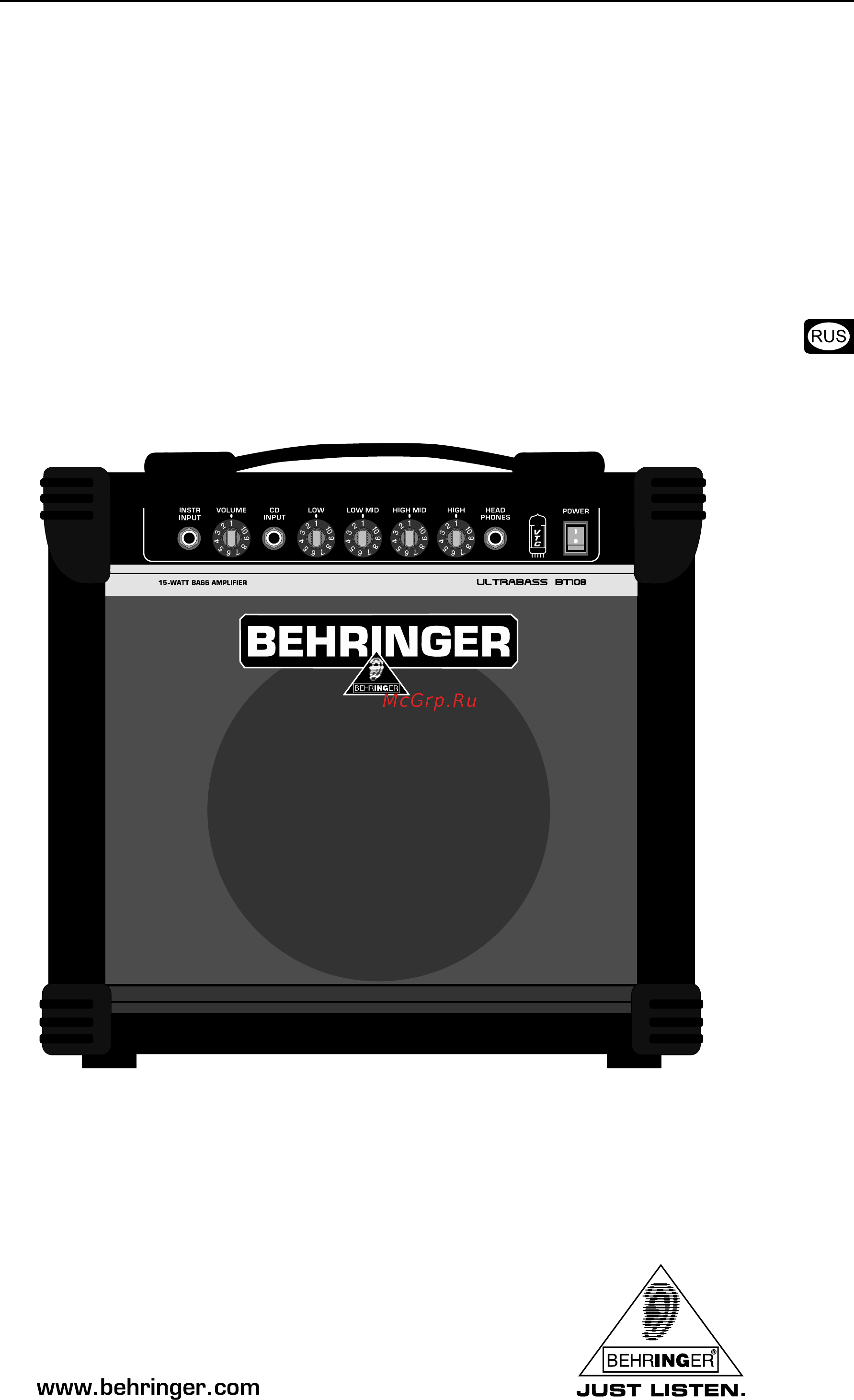Behringer BT 108 Инструкция по эксплуатации онлайн