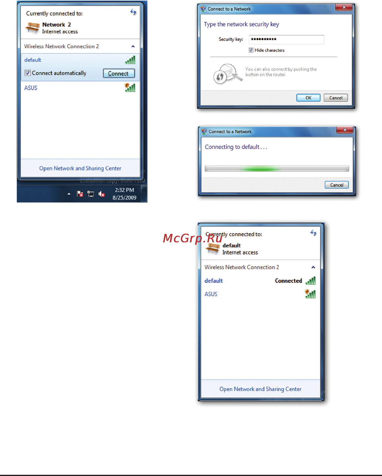 Asus WL-167G Mini v3 [37/46] Опции беспроводной связи windows 7