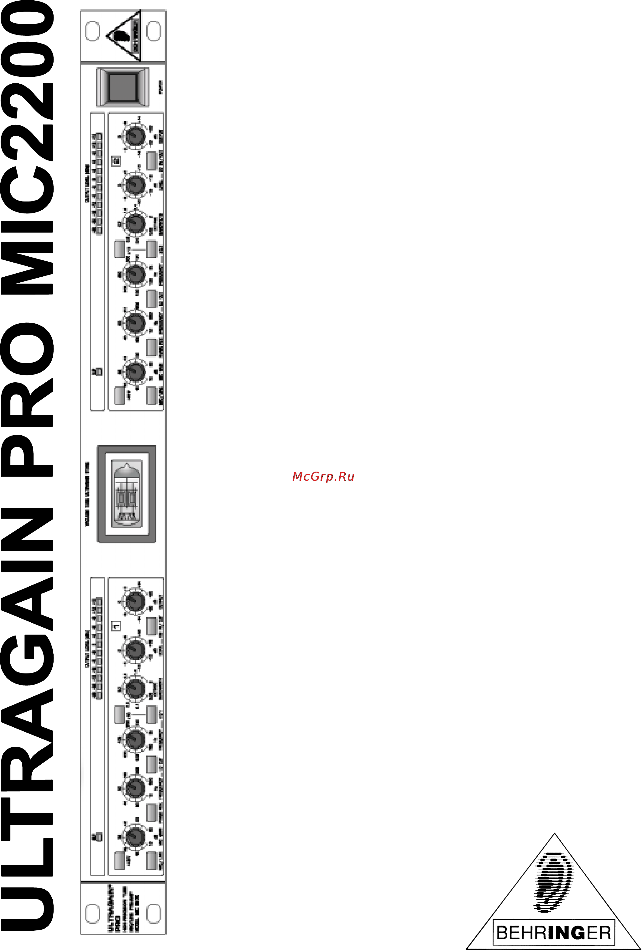 Behringer ULTRAGAIN PRO MIC2200 Инструкция по эксплуатации онлайн