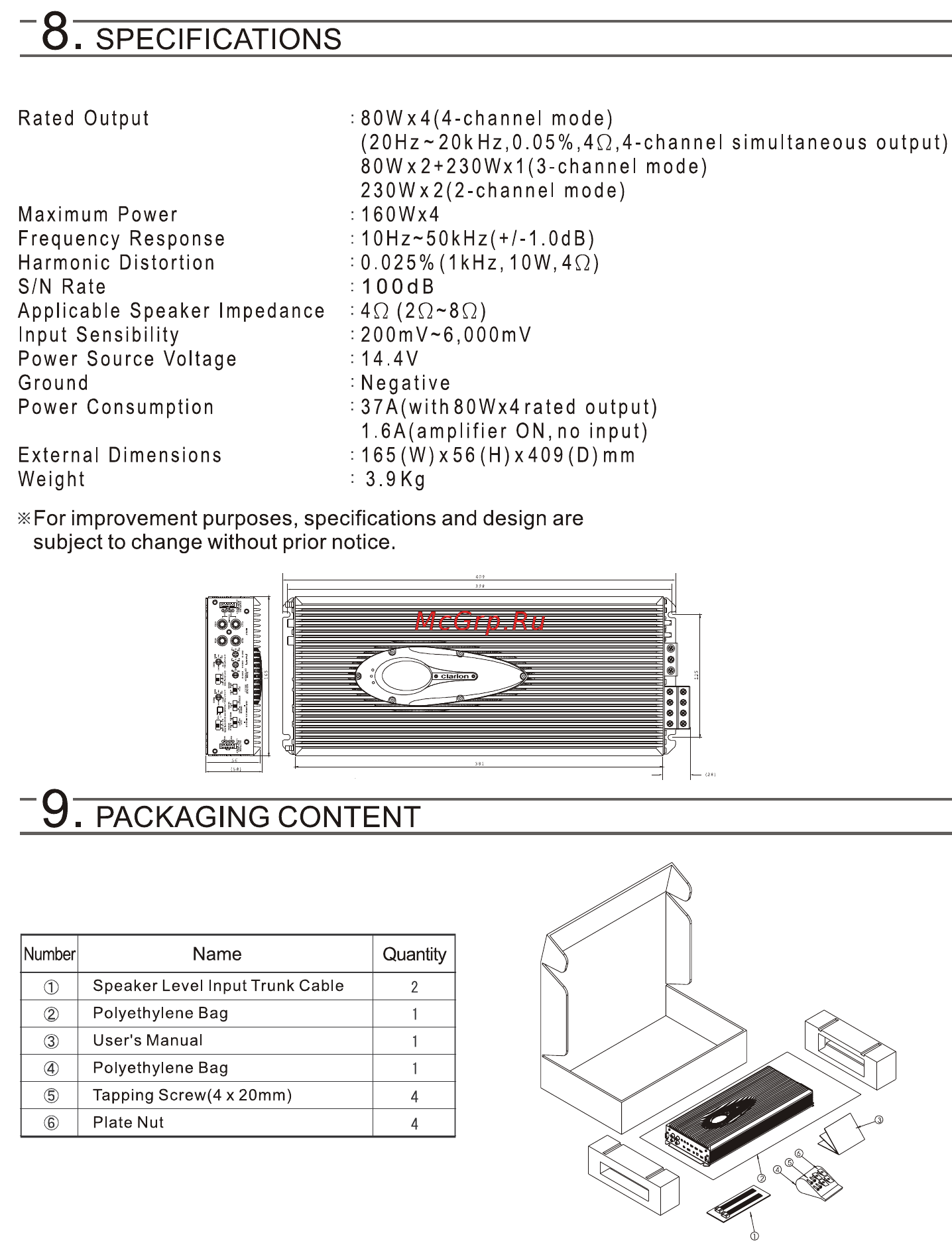 Clarion APA4320 [10/10] Packaging content
