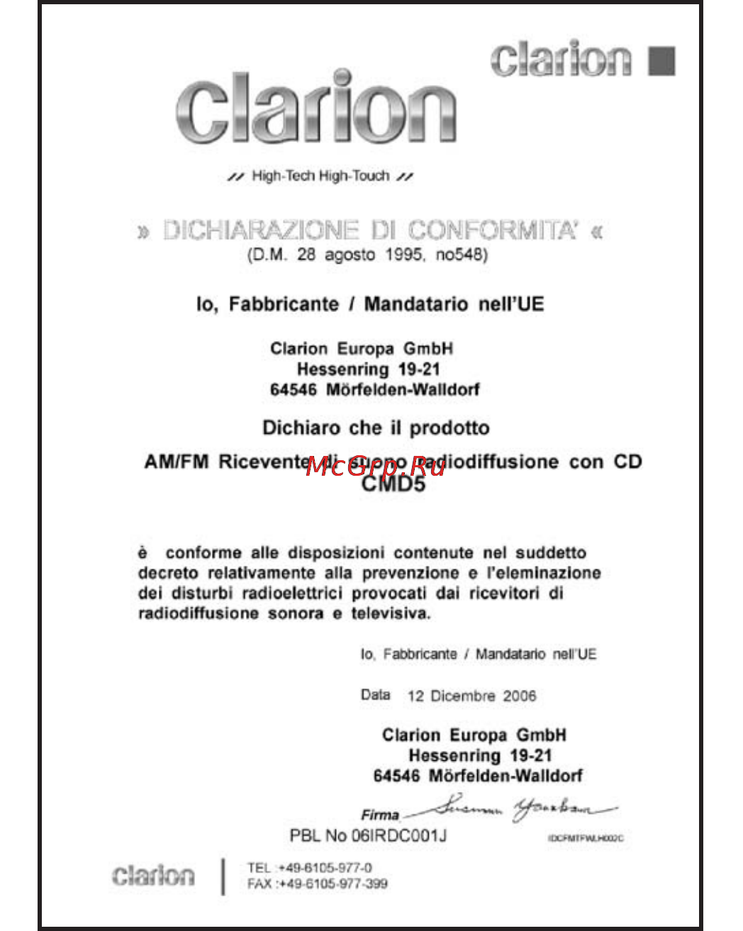 Clarion CMD5 Инструкция по эксплуатации онлайн [37/38] 3076