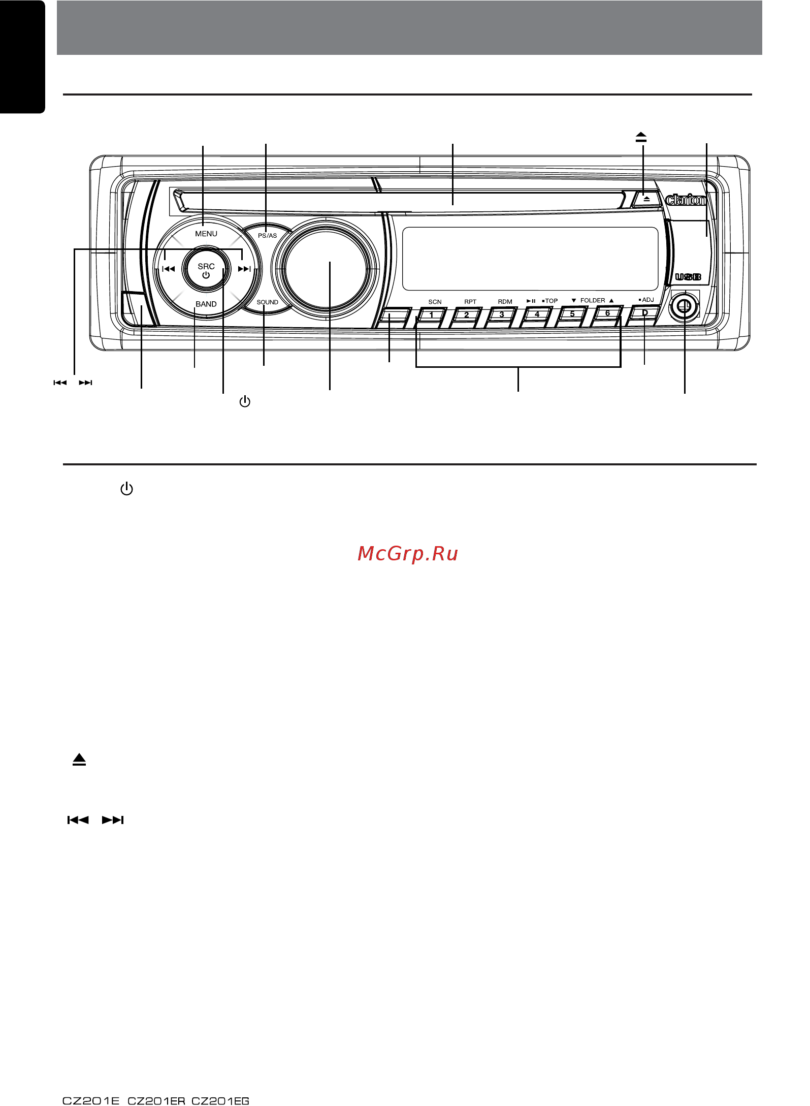 Clarion CZ101E.18 [8/28] Controls