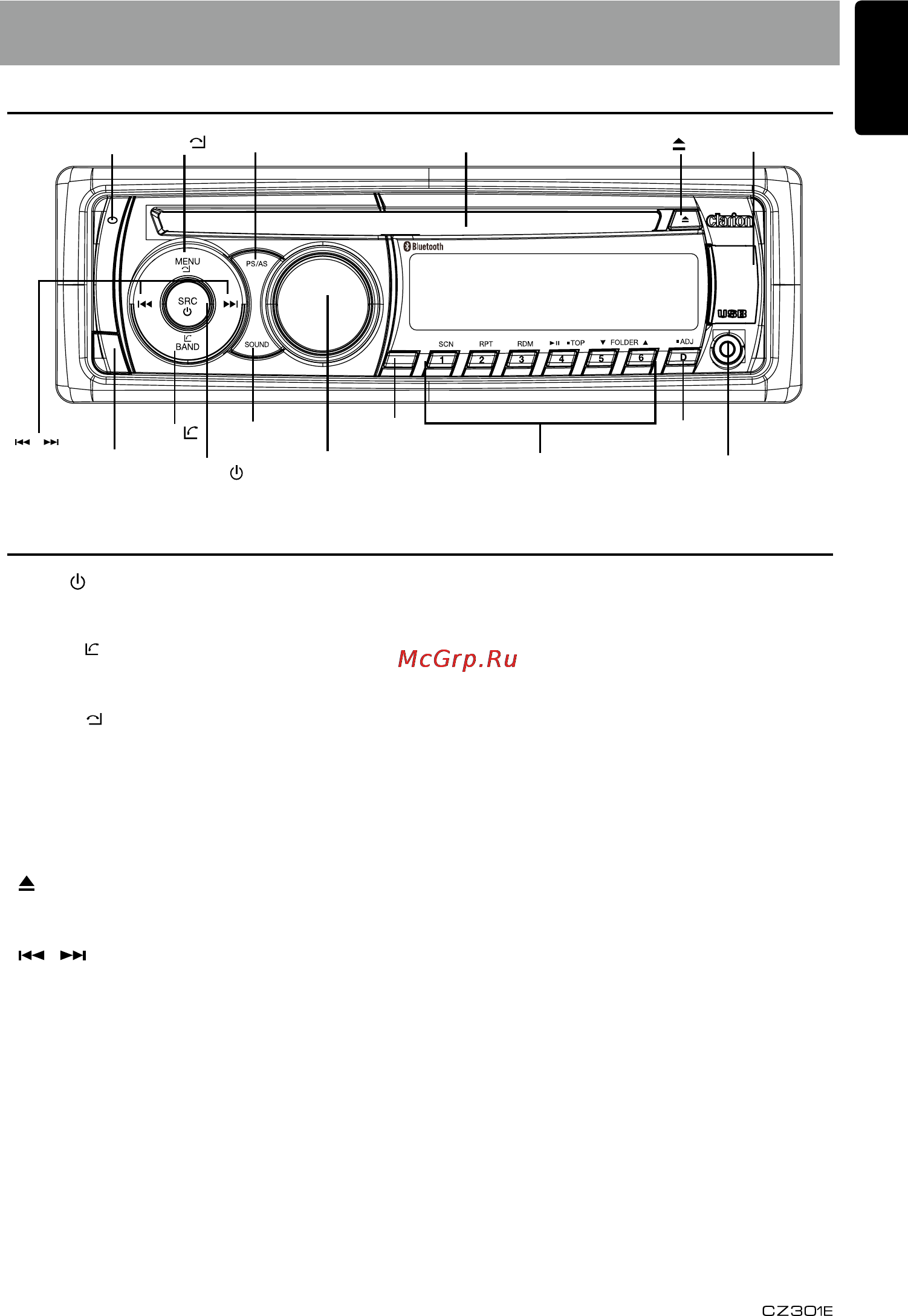 Clarion CZ301E [7/30] Controls