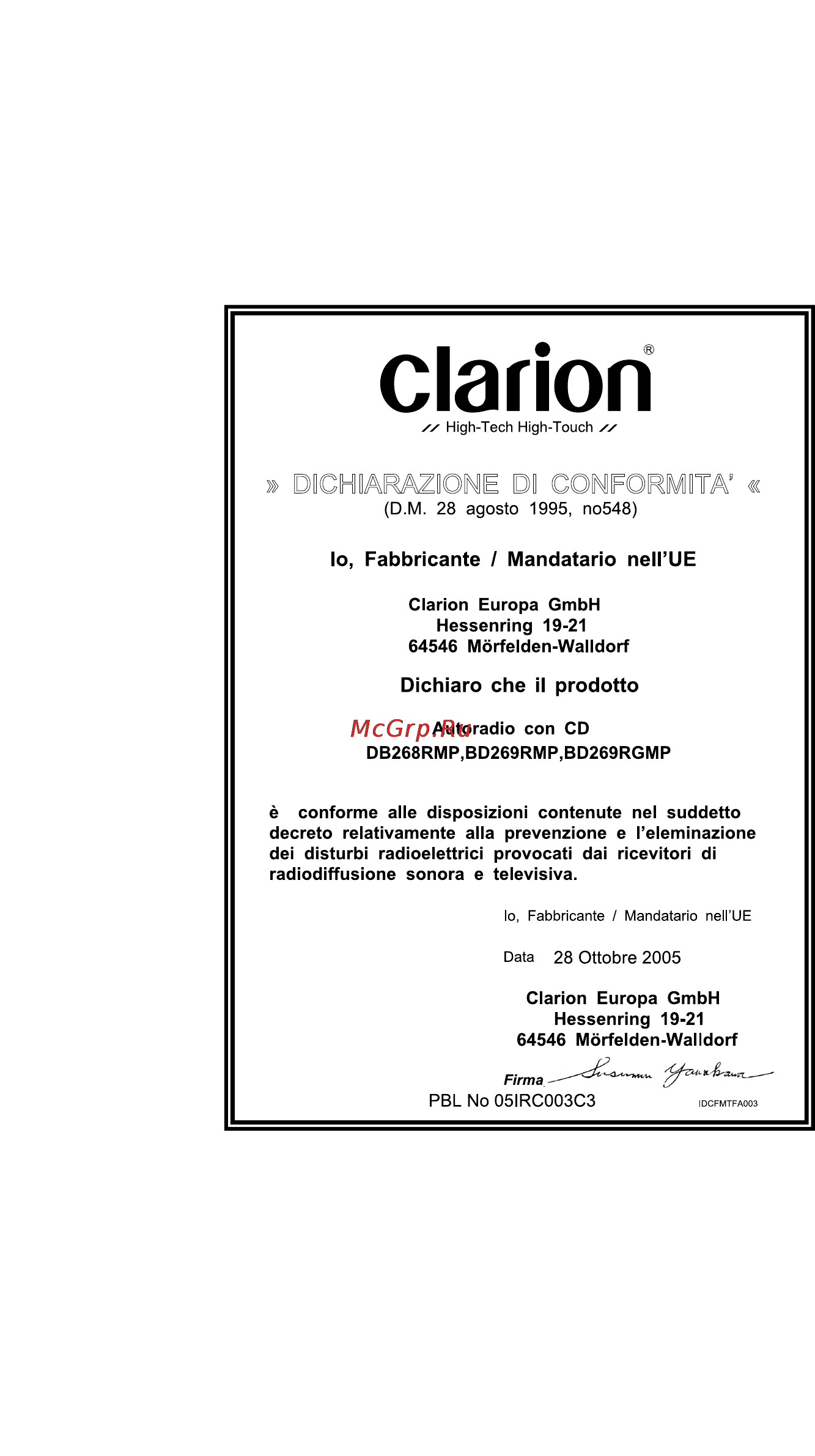 Clarion DB268RMP [23/24] Caution