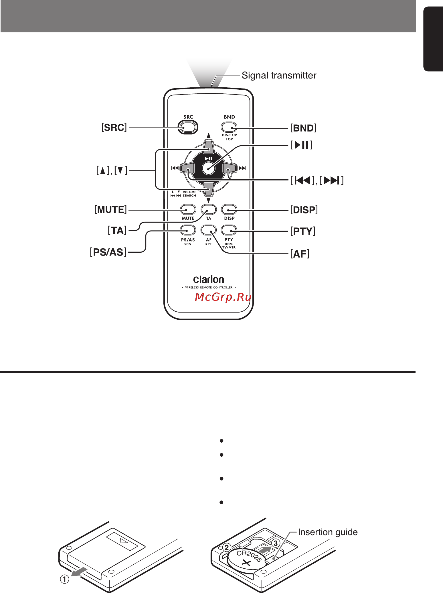 Clarion DB568RUSB [9/31] Remote control