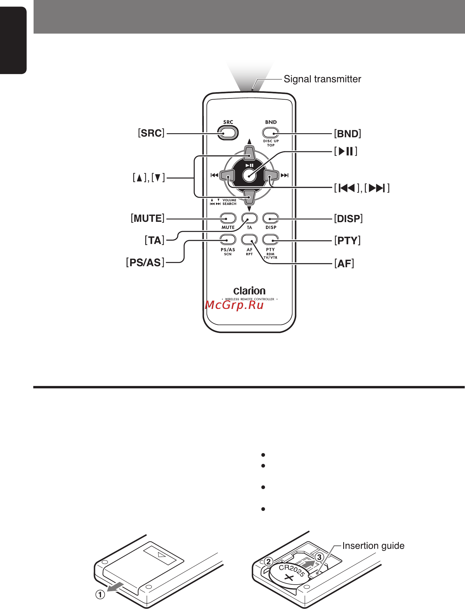Clarion DXZ468RMP [10/41] Remote control