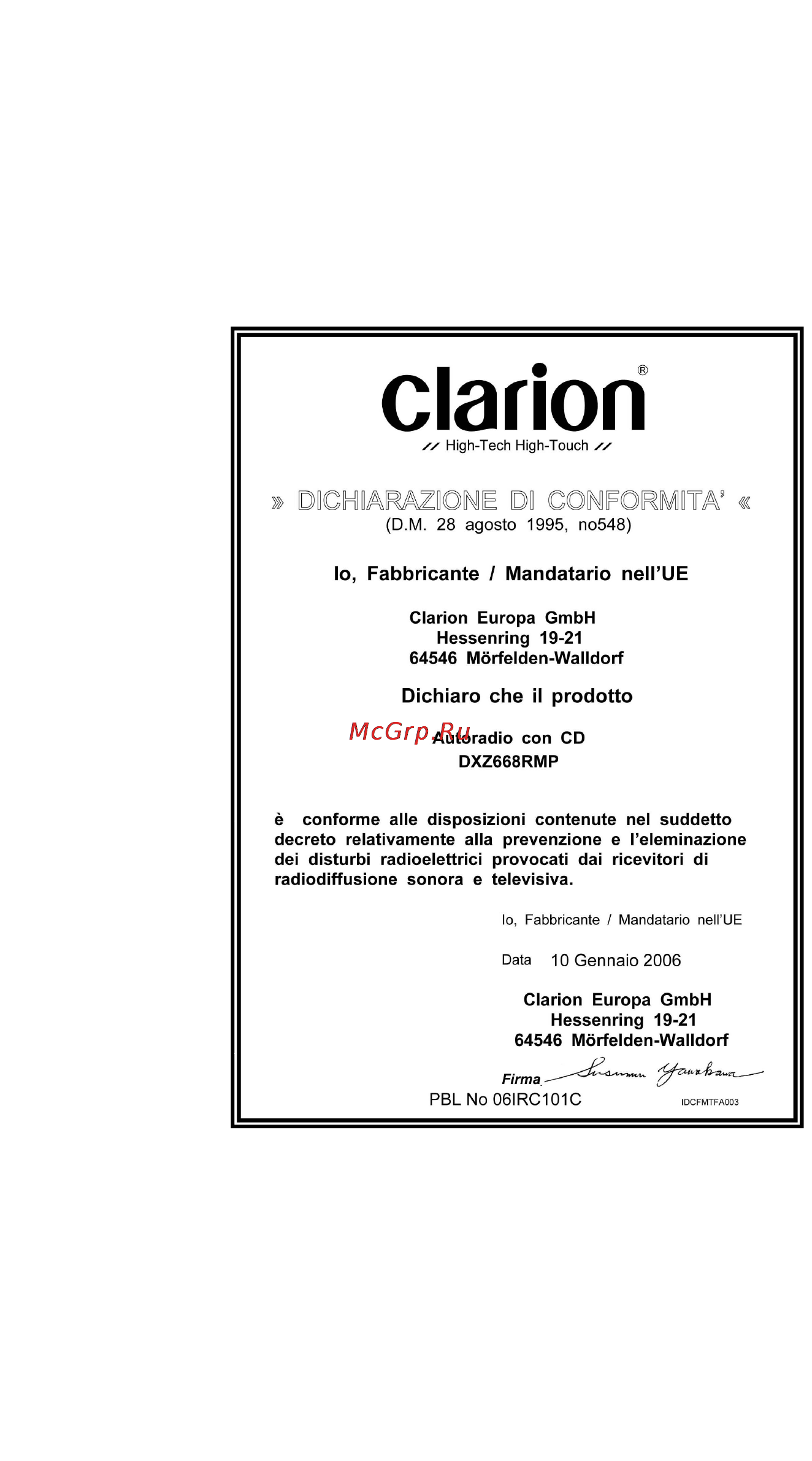 Clarion DXZ668RMP [37/38] Caution