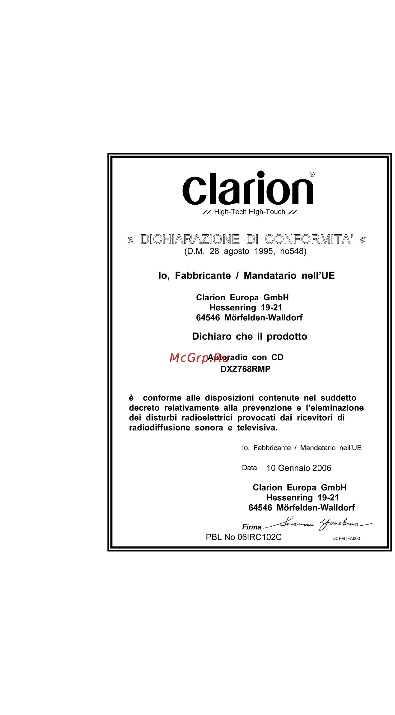 Clarion DXZ768RMP [37/38] Caution